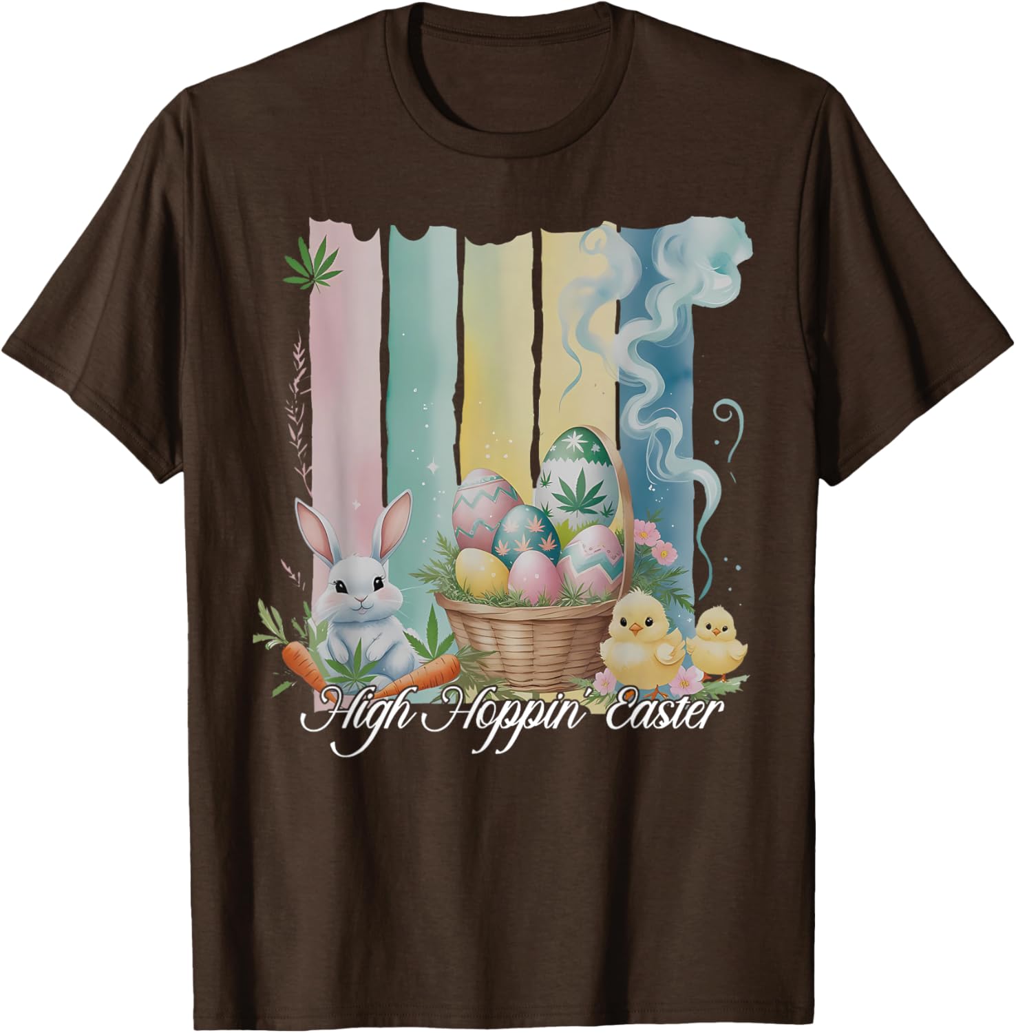Easter Bunny Eggs Flower Cannabis Weed Stoner T-Shirt for Fun Loving Fans - 2