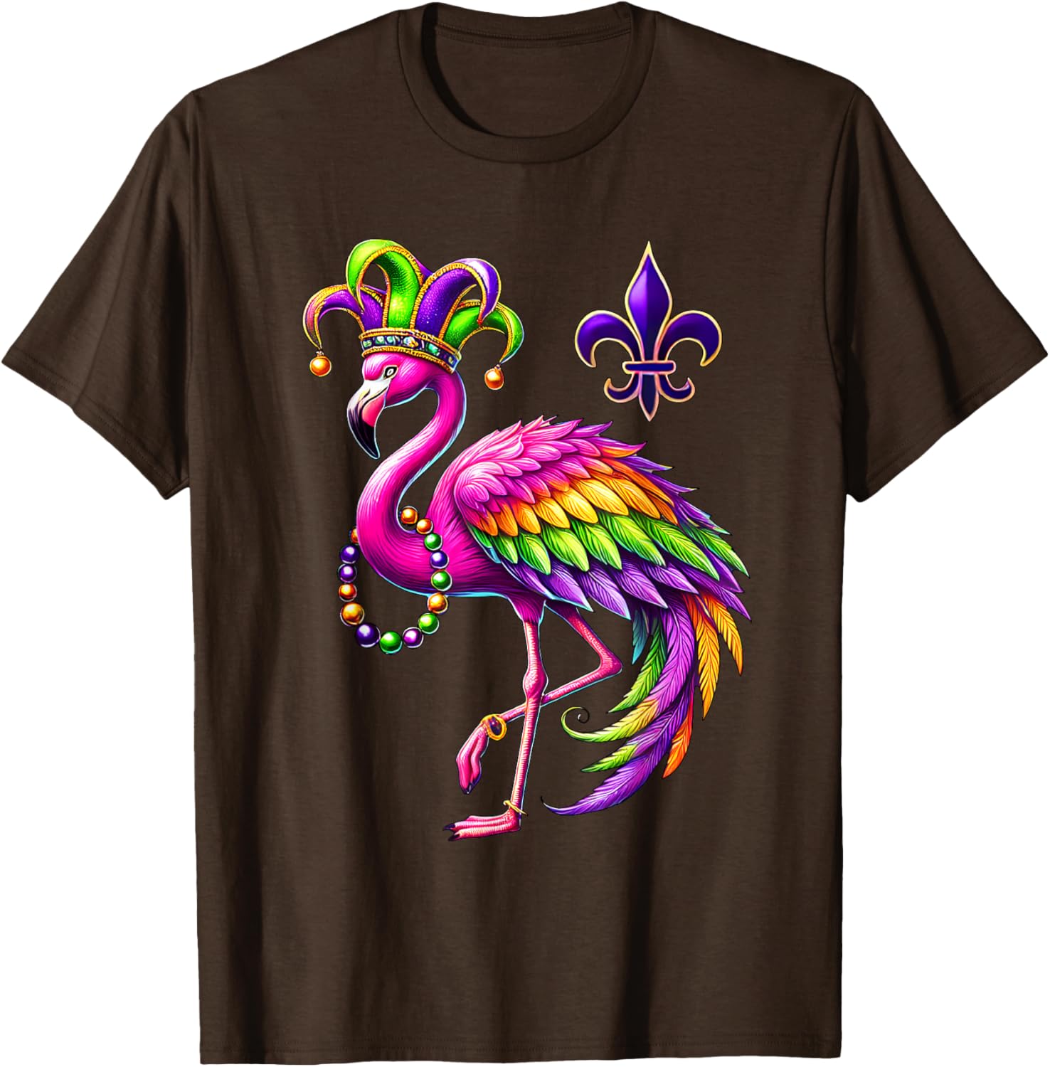 Jester Pink Flamingo Mardi Gras T-Shirt Fun Carnival Animal Shirt - 15