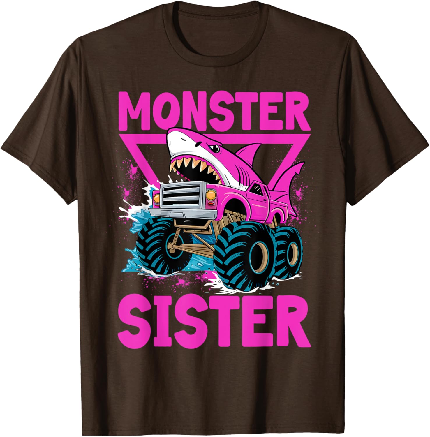 Pink Shark Monster Truck T-Shirt for Girls - Fun Sister Jam Shirt - 22