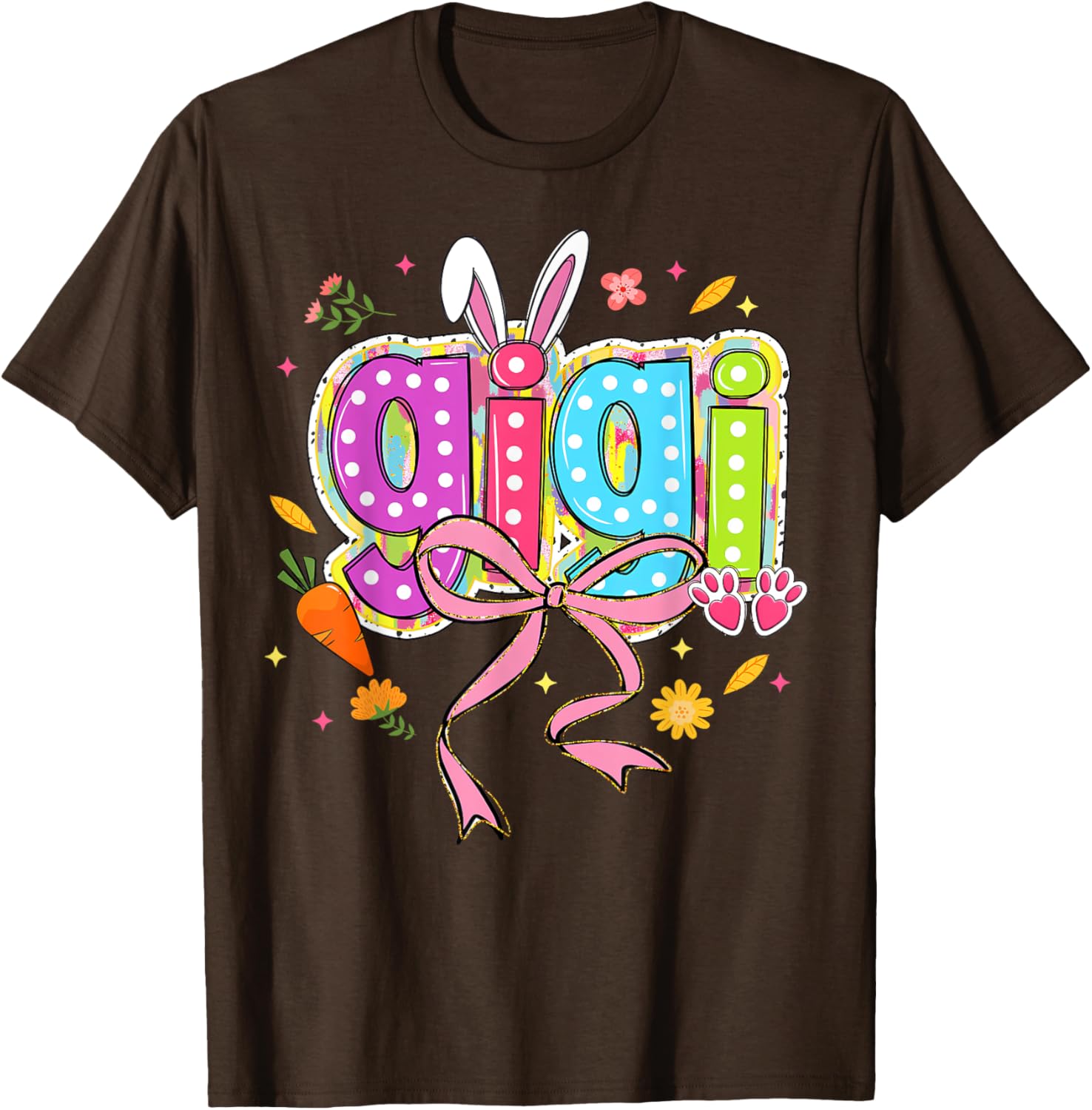 Coquette Bow Bunny Gigi Easter T-Shirt with Boho Floral Design for Family - 6