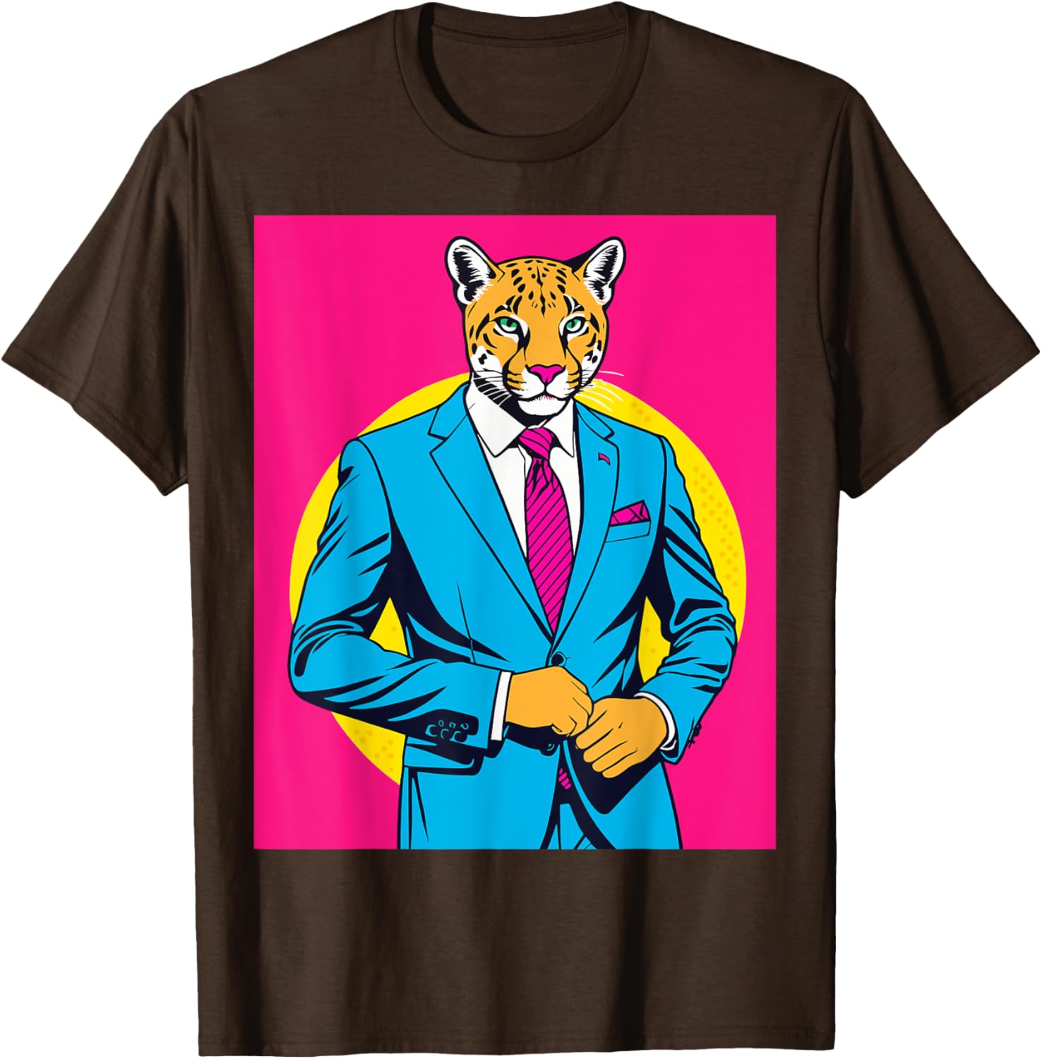 Pop Art Puma in Business Suit T-Shirt for Stylish Animal Lovers - 10