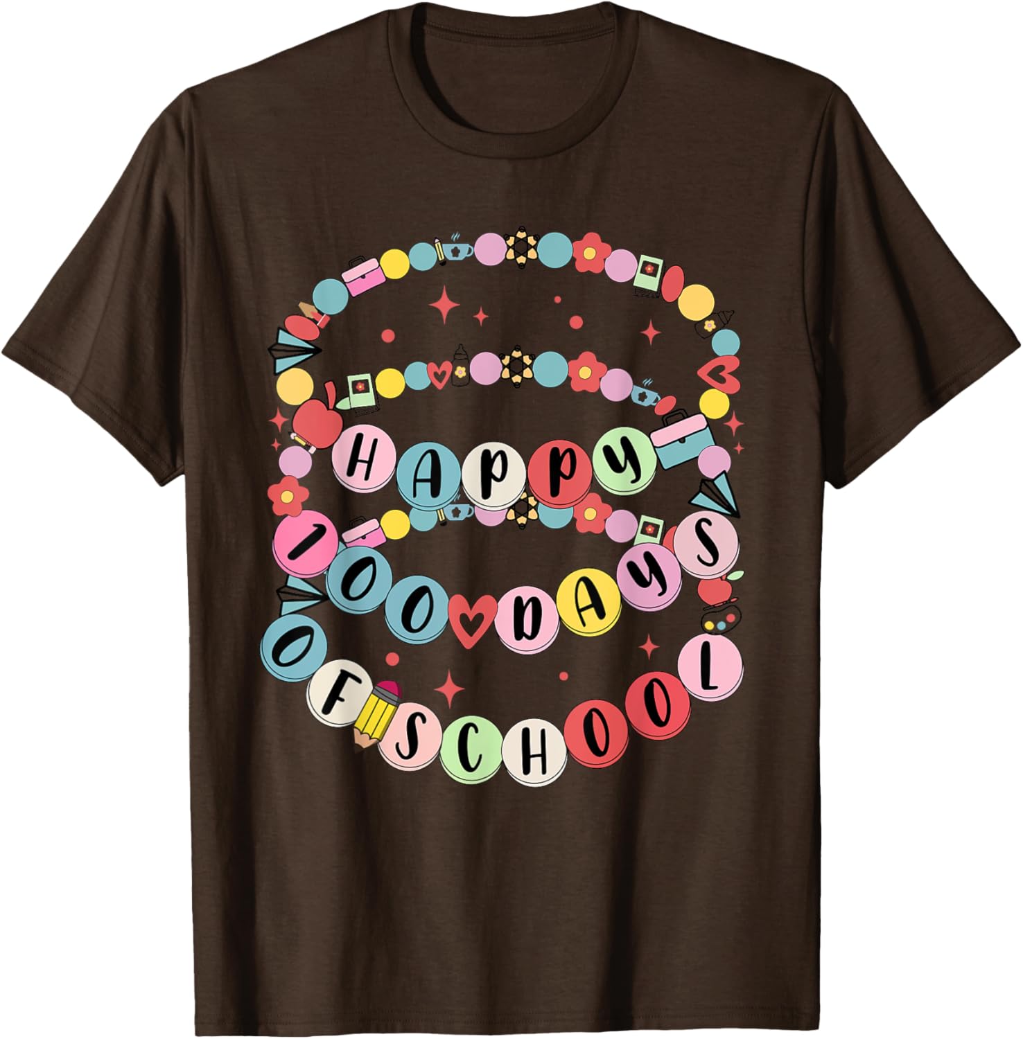 Cute Little Girl 100 Days Of School Friendship Bracelet T-Shirt - 4
