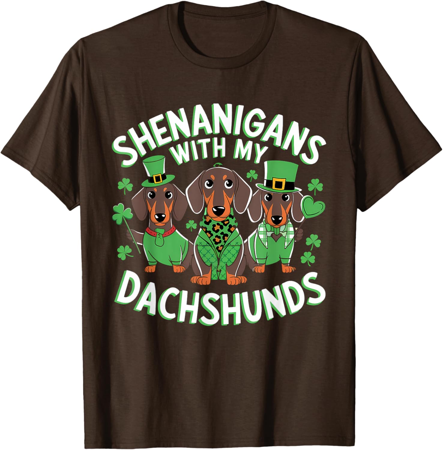 St Patrick's Day Irish Dachshund Shamrock T-Shirt for Dog Lovers - 3