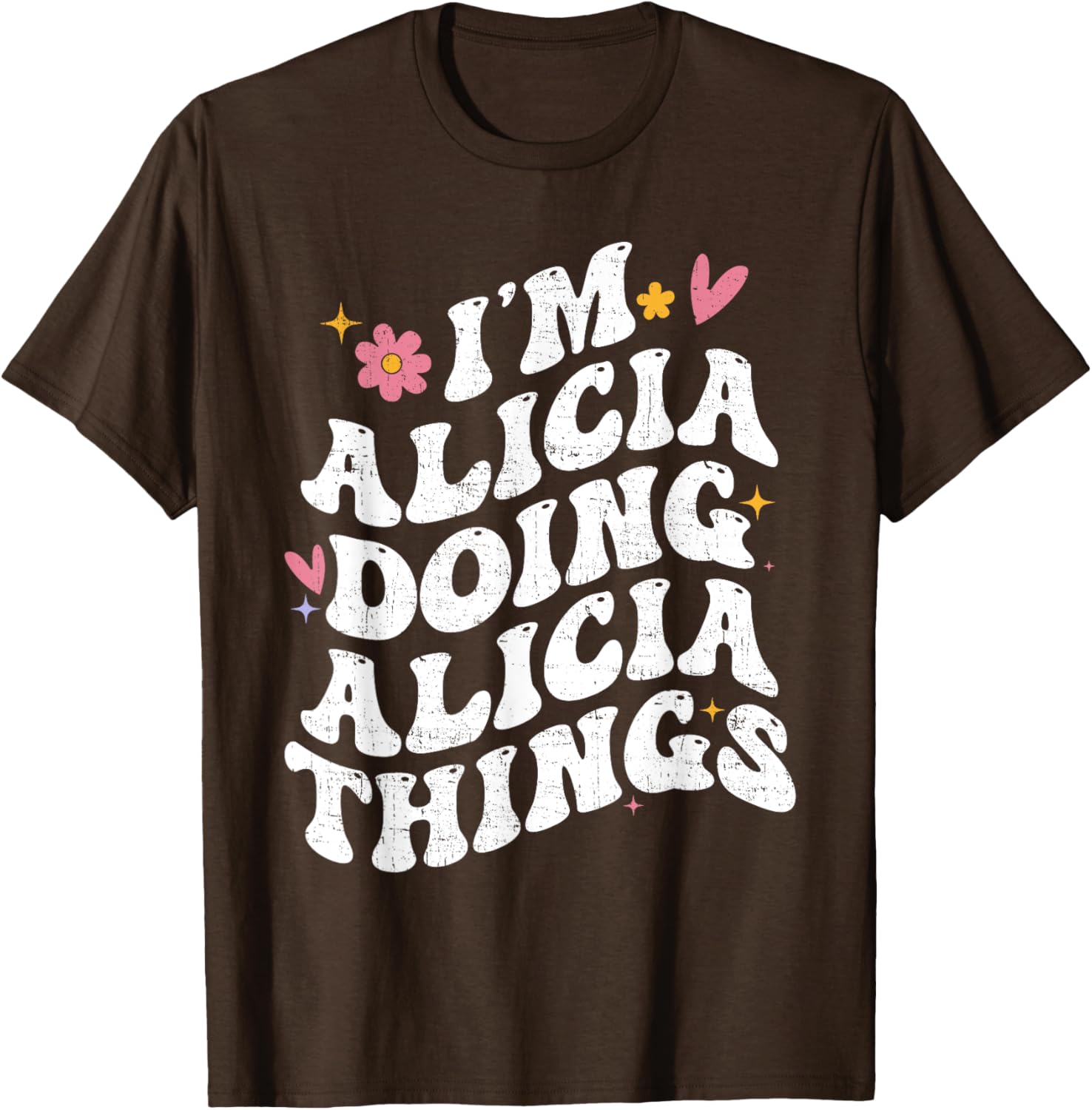 Retro Groovy I'm Alicia Doing Alicia Things Personalized T-Shirt - 14