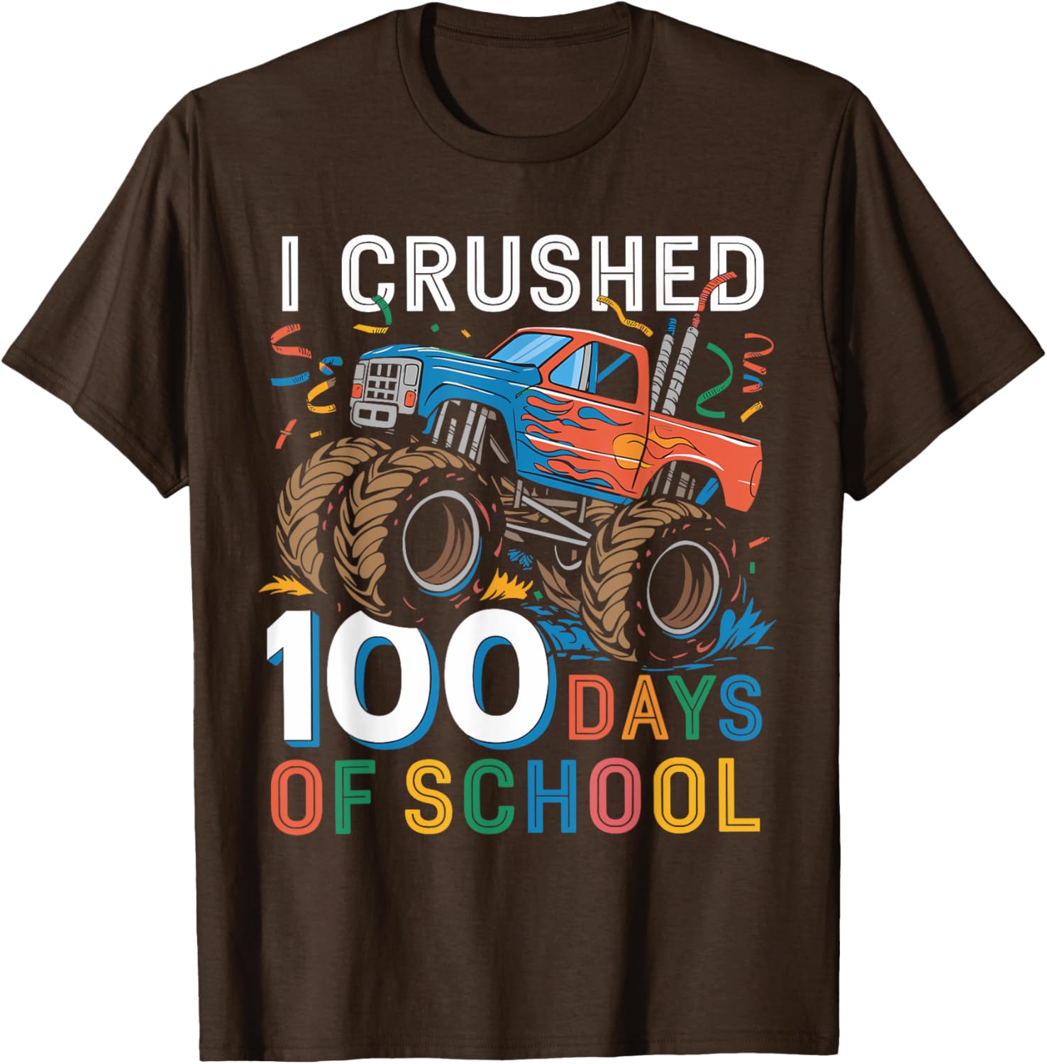 100 Days of School Monster Truck T-Shirt for Boys Fun School Spirit - 1