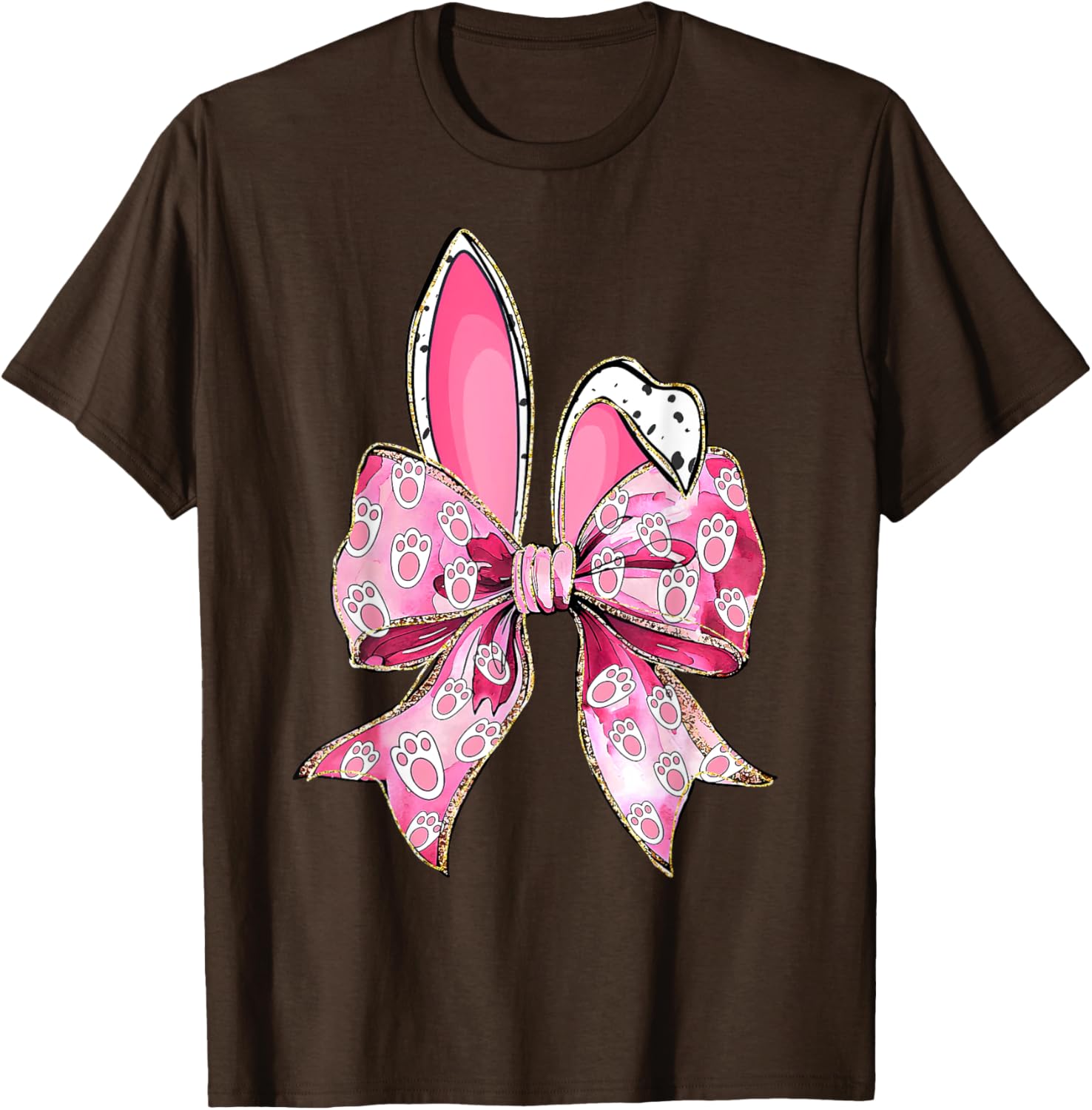 Happy Easter Bunny Coquette Bow Ears T-Shirt for Girls and Women - 15