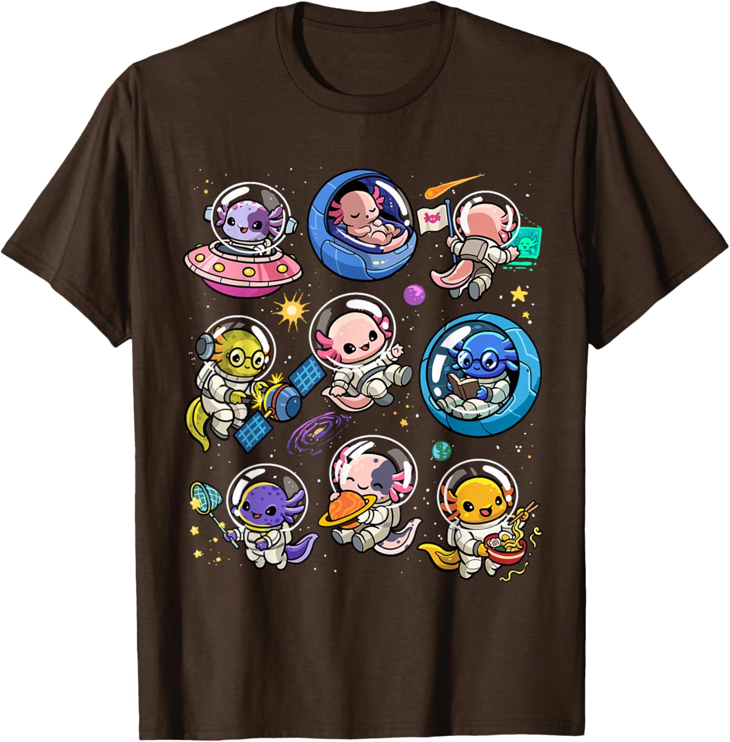Cute Galaxy Axolotl Astronaut T-Shirt for Space Lovers and Kids - 8