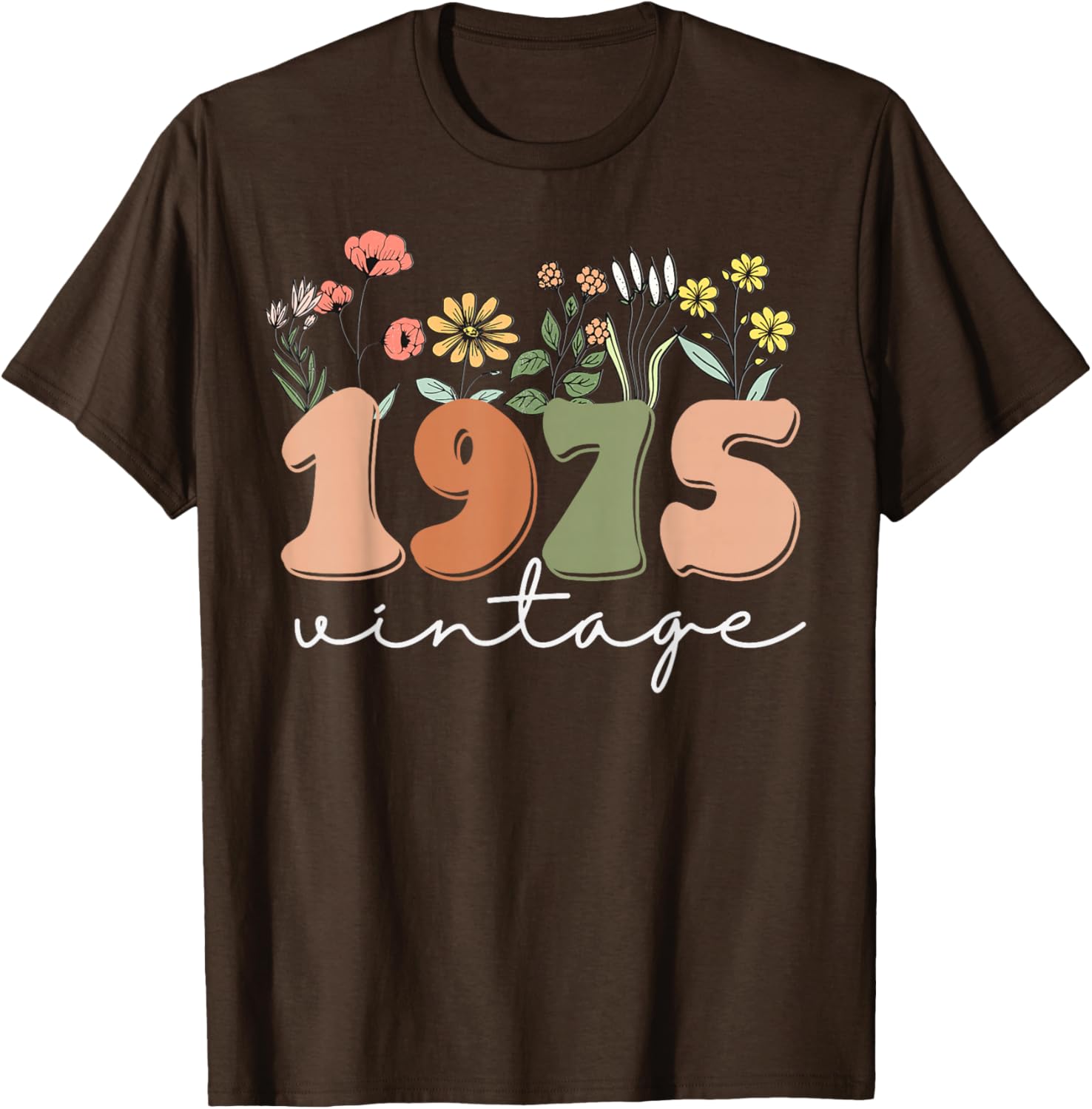 Vintage 1975 50th Birthday Wildflower T-Shirt for Women - 19