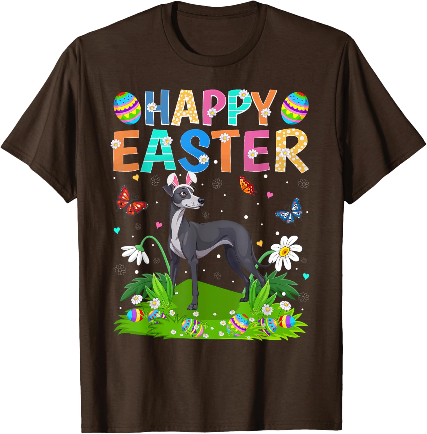 Greyhound Easter Egg Hunt T-Shirt with Bunny Ears for Dog Lovers - 10