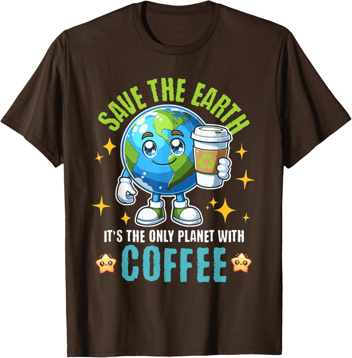 Save the Earth Coffee T-Shirt for Earth Day 2025 - Eco-Friendly Style - 4