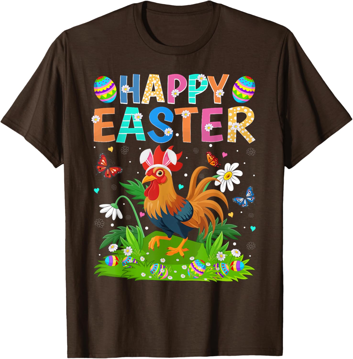 Rooster Happy Easter Egg Hunt Bunny Ear T-Shirt for Easter Sunday Fun - 18