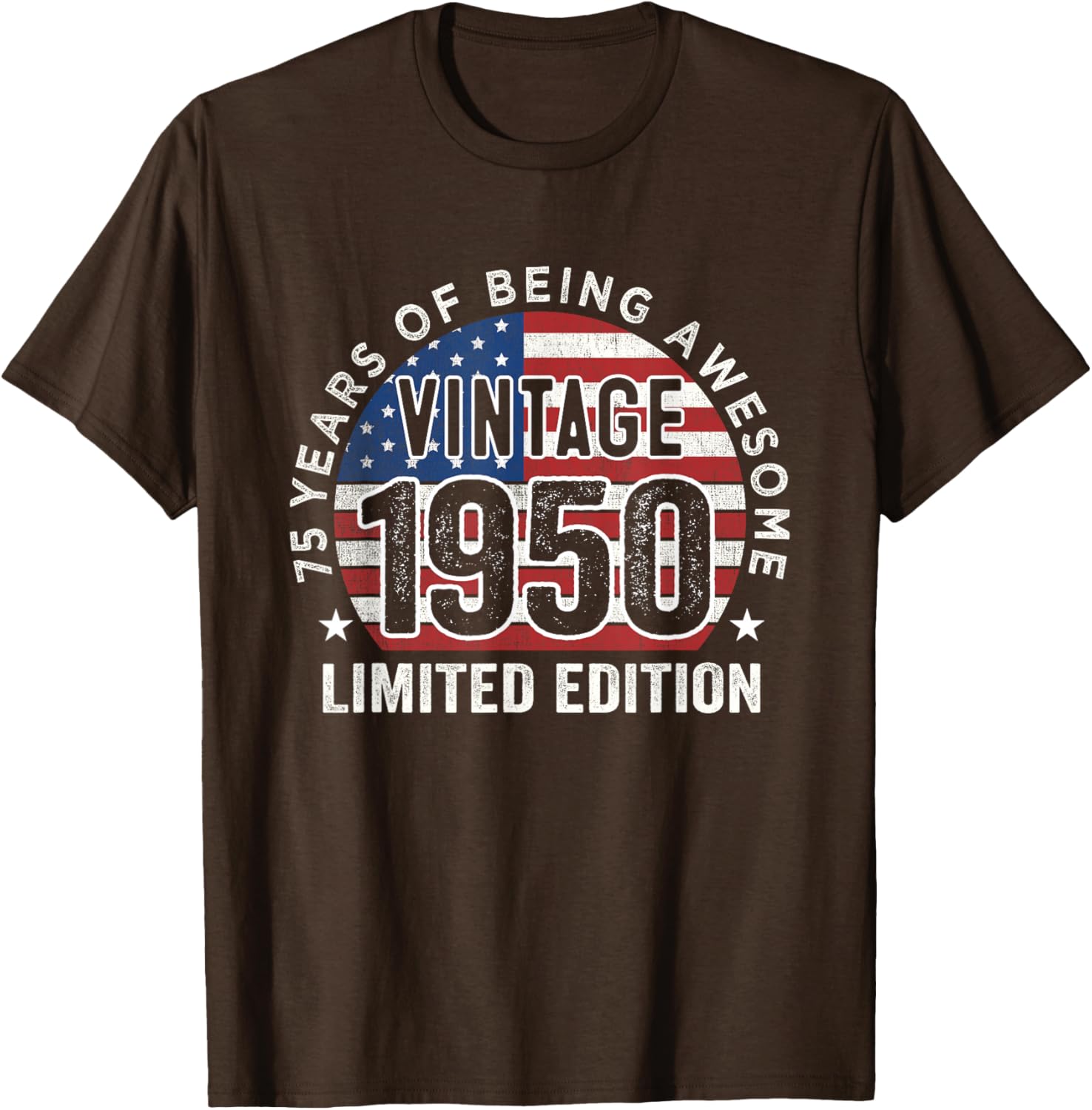 Vintage 1950s 75th Birthday Gift T-Shirt for Men with USA Flag Design - 10