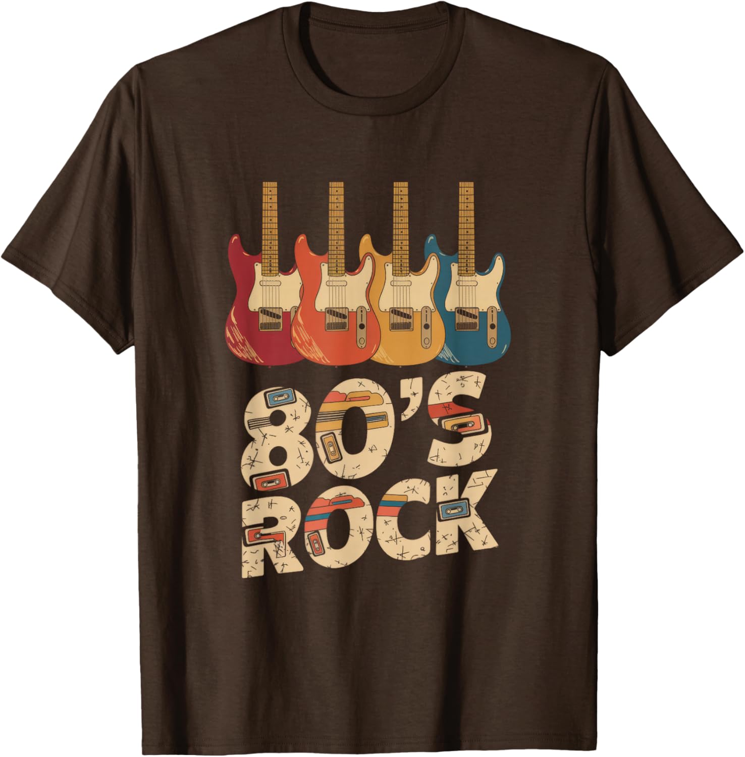 80's Rock Band Guitar Cassette Tape T-Shirt for Music Lovers - 1