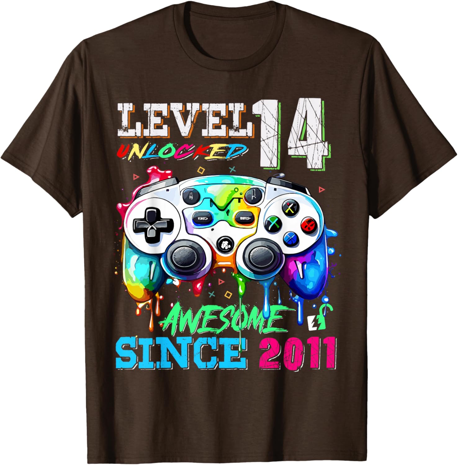 14th Birthday Boy T-Shirt Level 14 Unlocked Awesome Since 2011 - 1