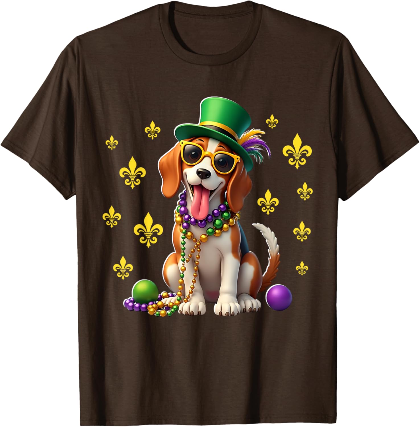 Beagle Mardi Gras Costume T-Shirt for Carnival Fun and Festivities - 11