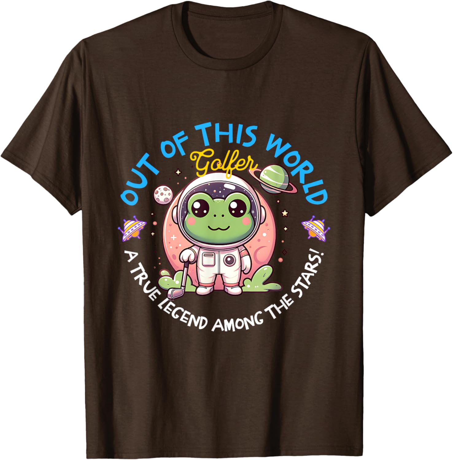 Out Of This World Golfer Frog Astronaut T-Shirt for Fun Golf Lovers - 2