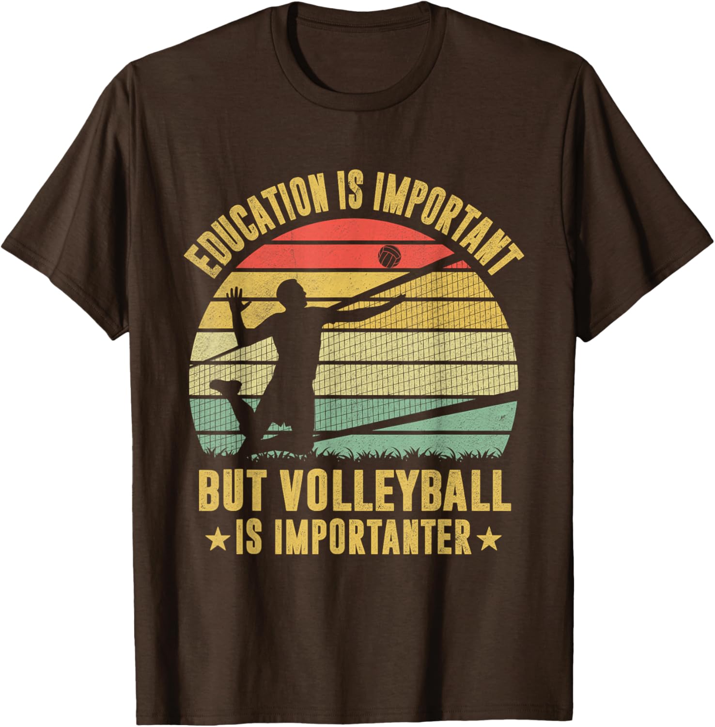 Retro Volleyball T-Shirt Education Is Important But Volleyball Is Importanter - 9