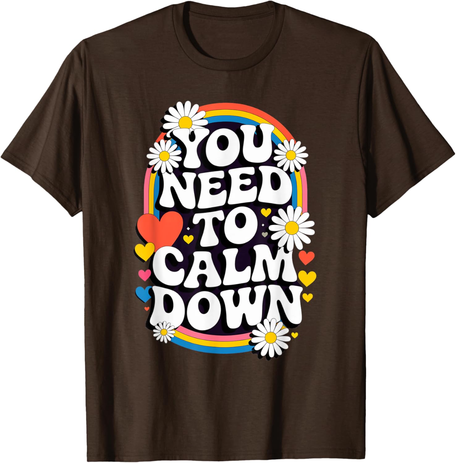 Groovy Rainbow Daisy T-Shirt for Calm Vibes and Fun Gifts - 29