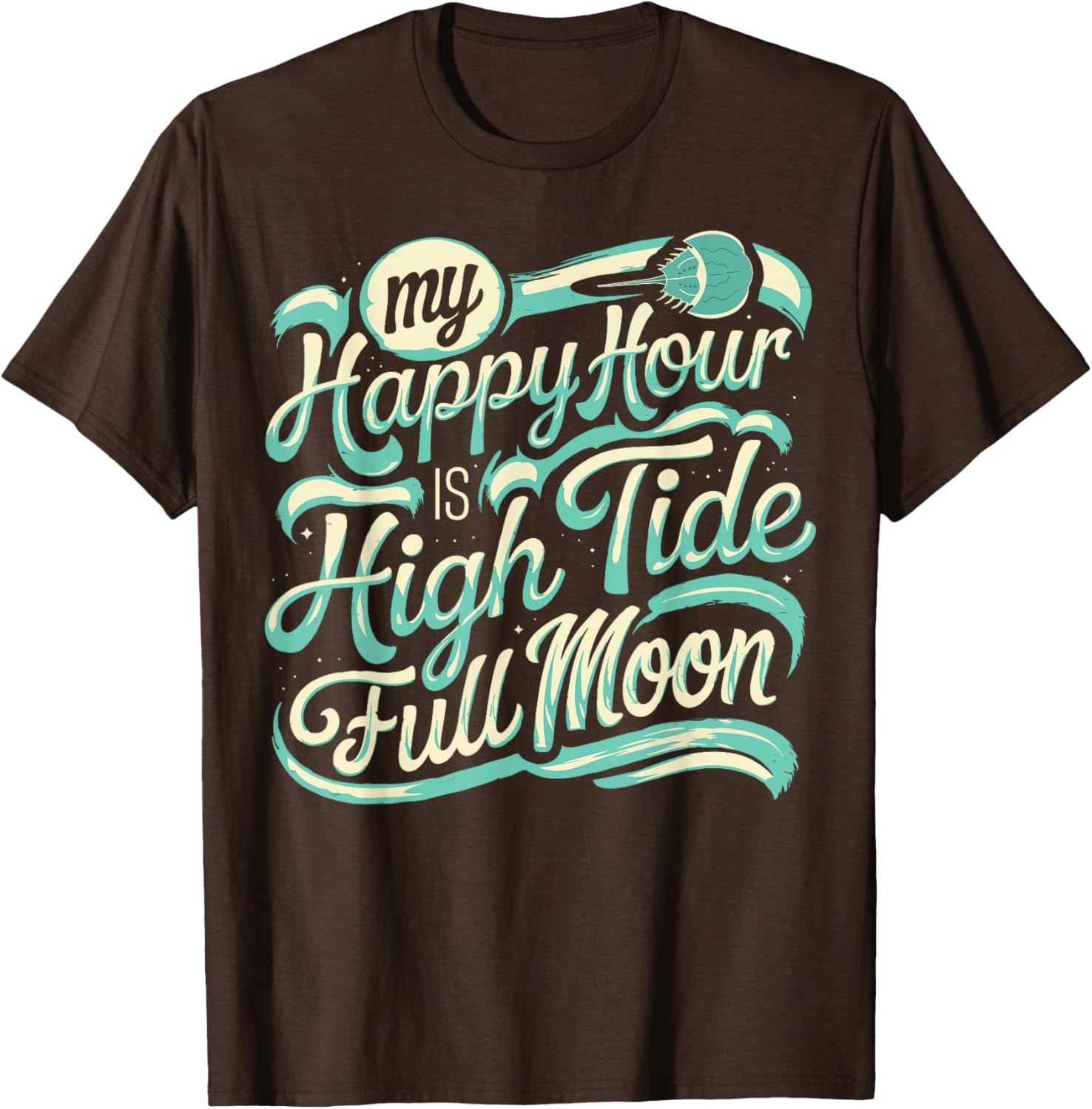 Horseshoe Crab Full Moon High Tide T-Shirt for Sea Life Lovers - 4