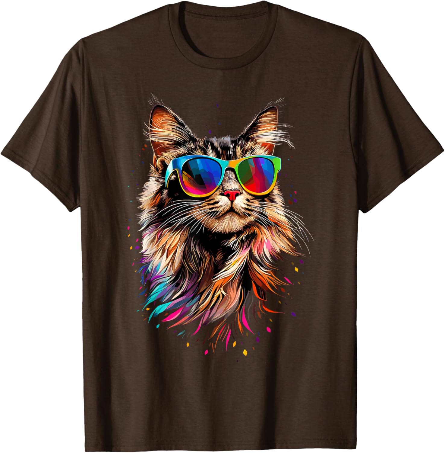 Cute Maine Coon Cat Sunglasses T-Shirt for Cat Lovers - Fun Apparel - 9