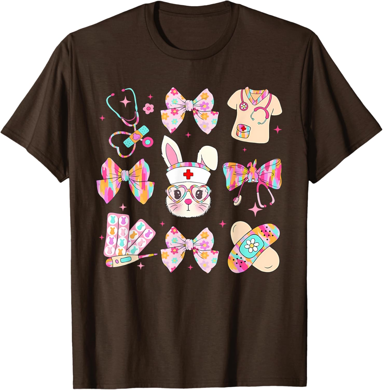 Easter Bunny T-Shirt for Nurses with Coquette Bow - Happy Easter Style - 15