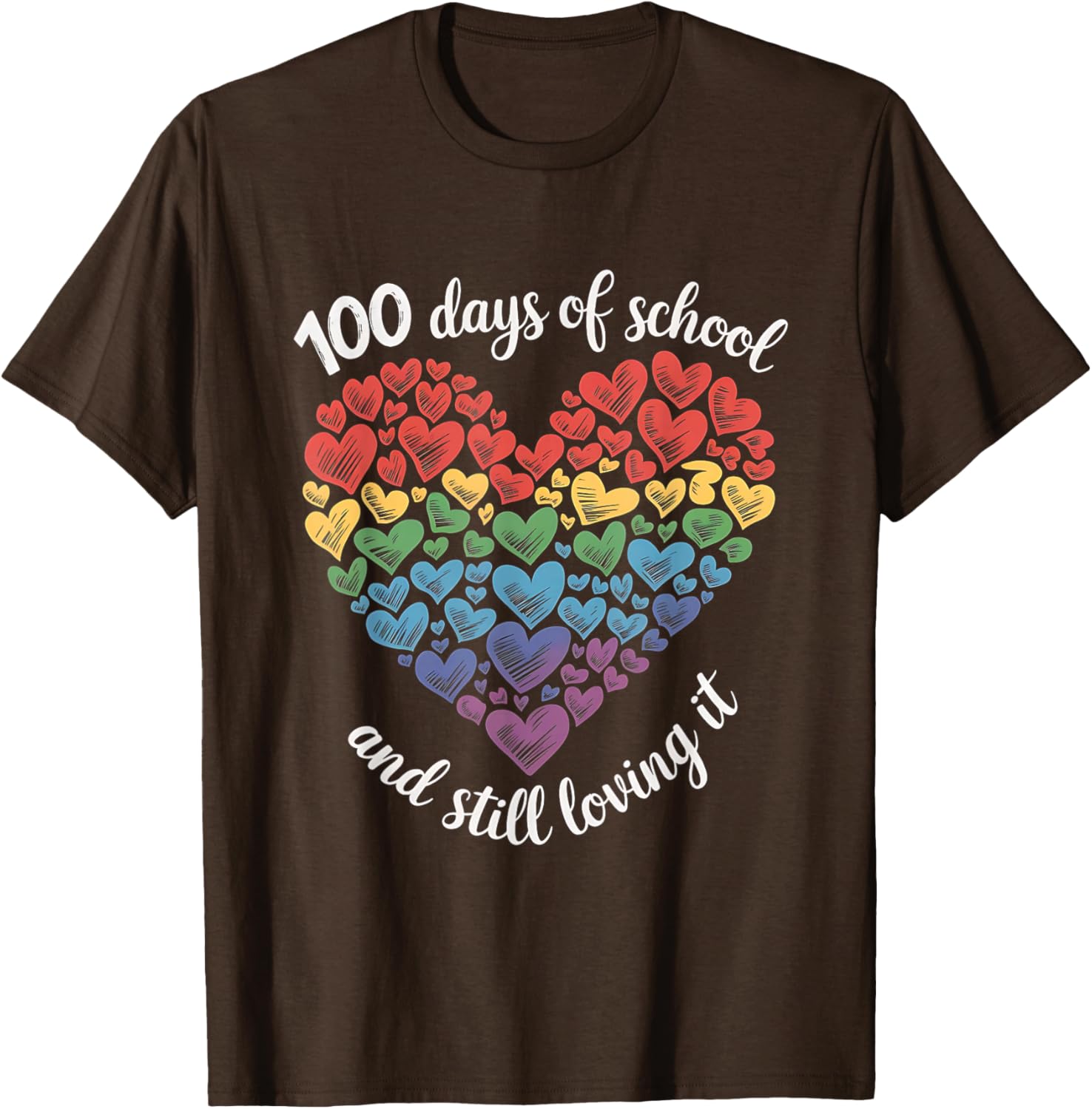 100th Day of School Rainbow Hearts T-Shirt for Kids and Teachers - 16