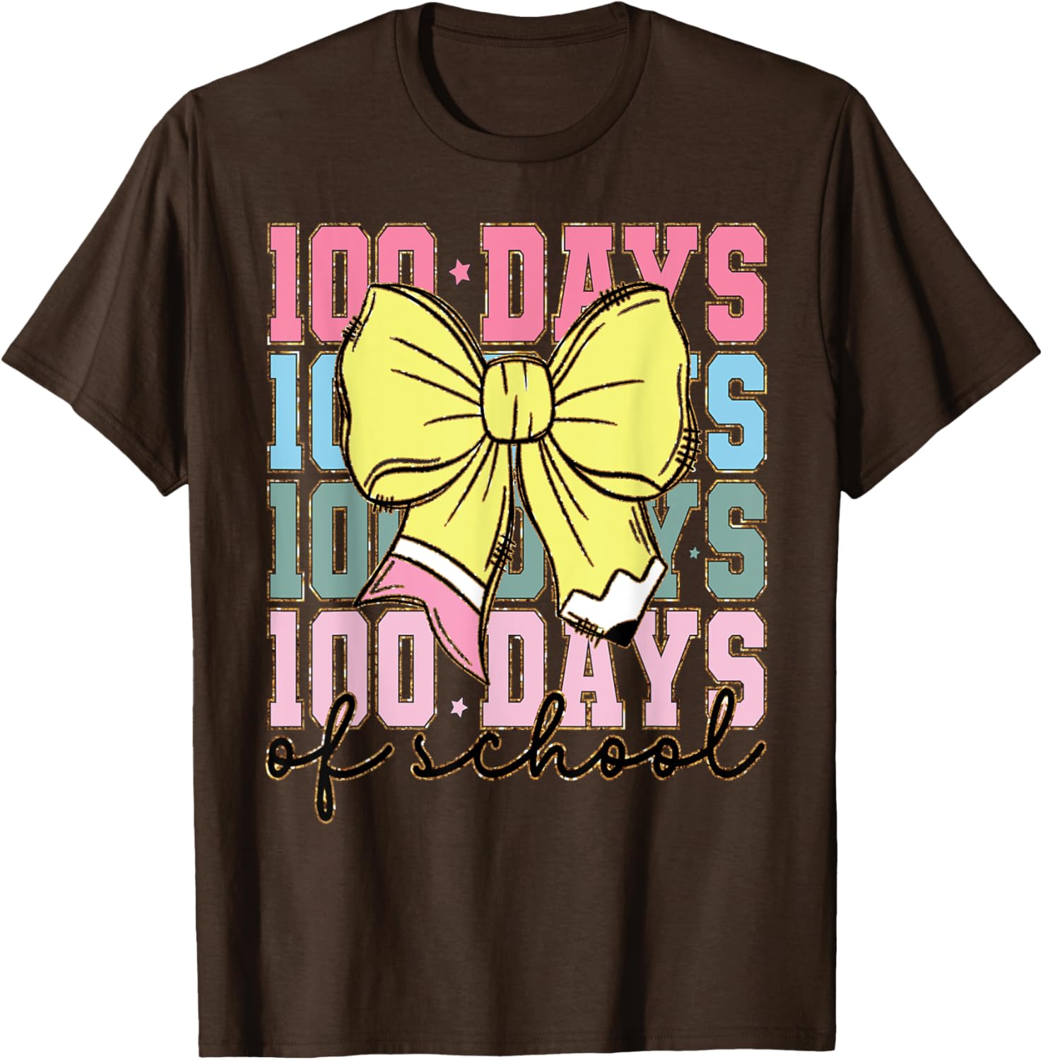 Cute 100 Days of School Coquette Bow T-Shirt for Girls - 24