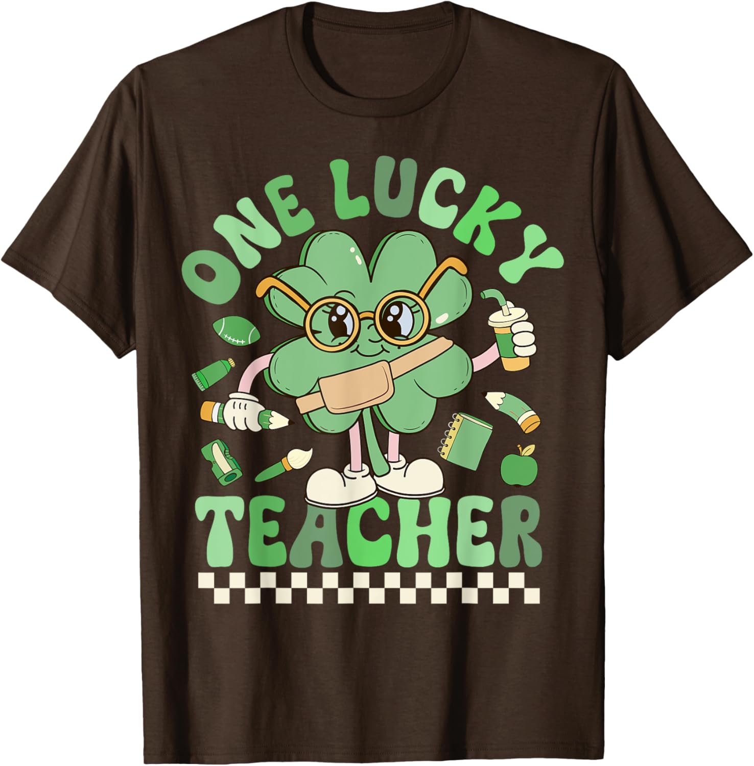 One Lucky Teacher Groovy Shamrock St Patricks Day T-Shirt for Fun Celebrations - 13