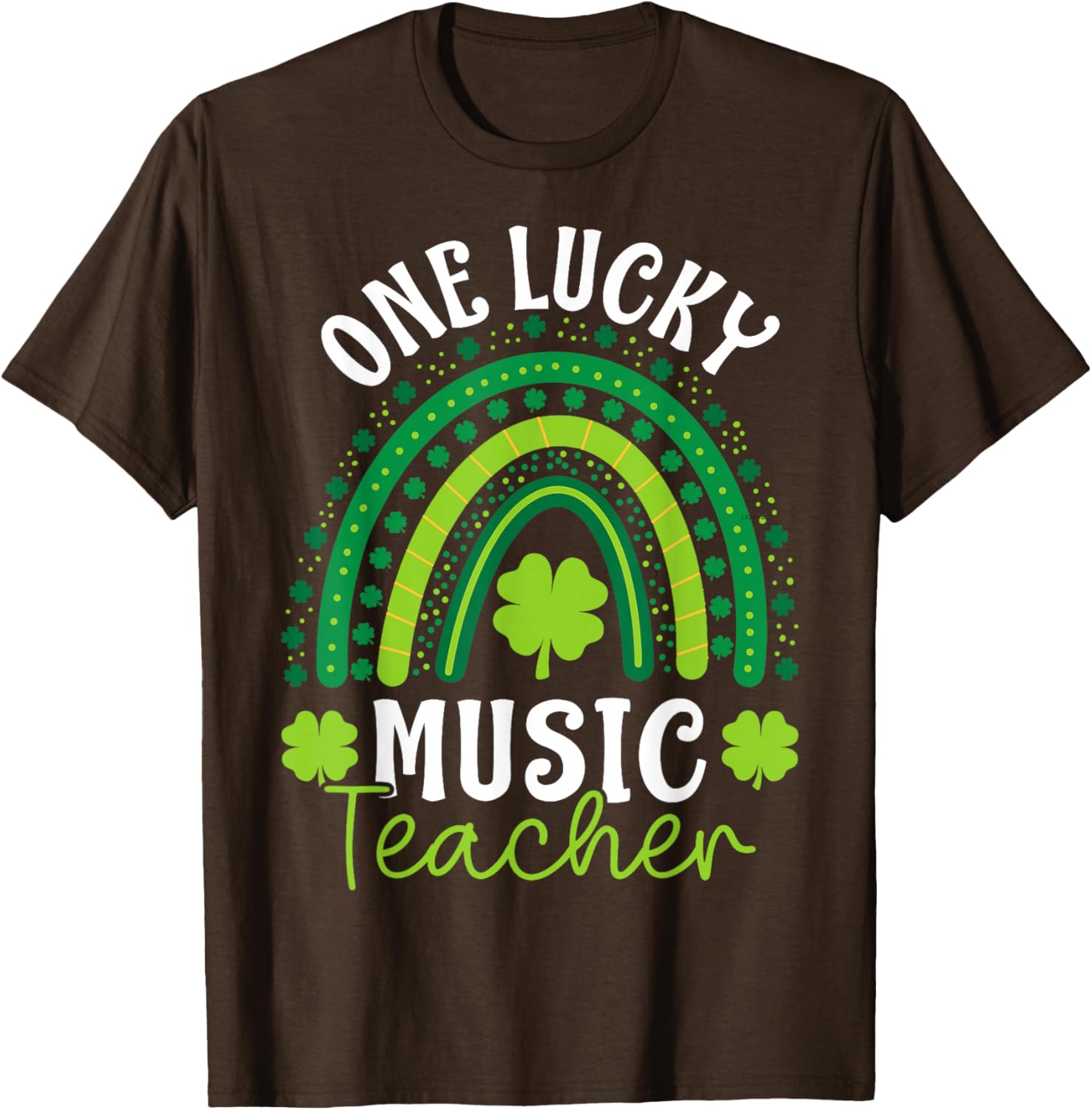 One Lucky Music Teacher Rainbow Shamrock T-Shirt for St Patrick's Day - 14
