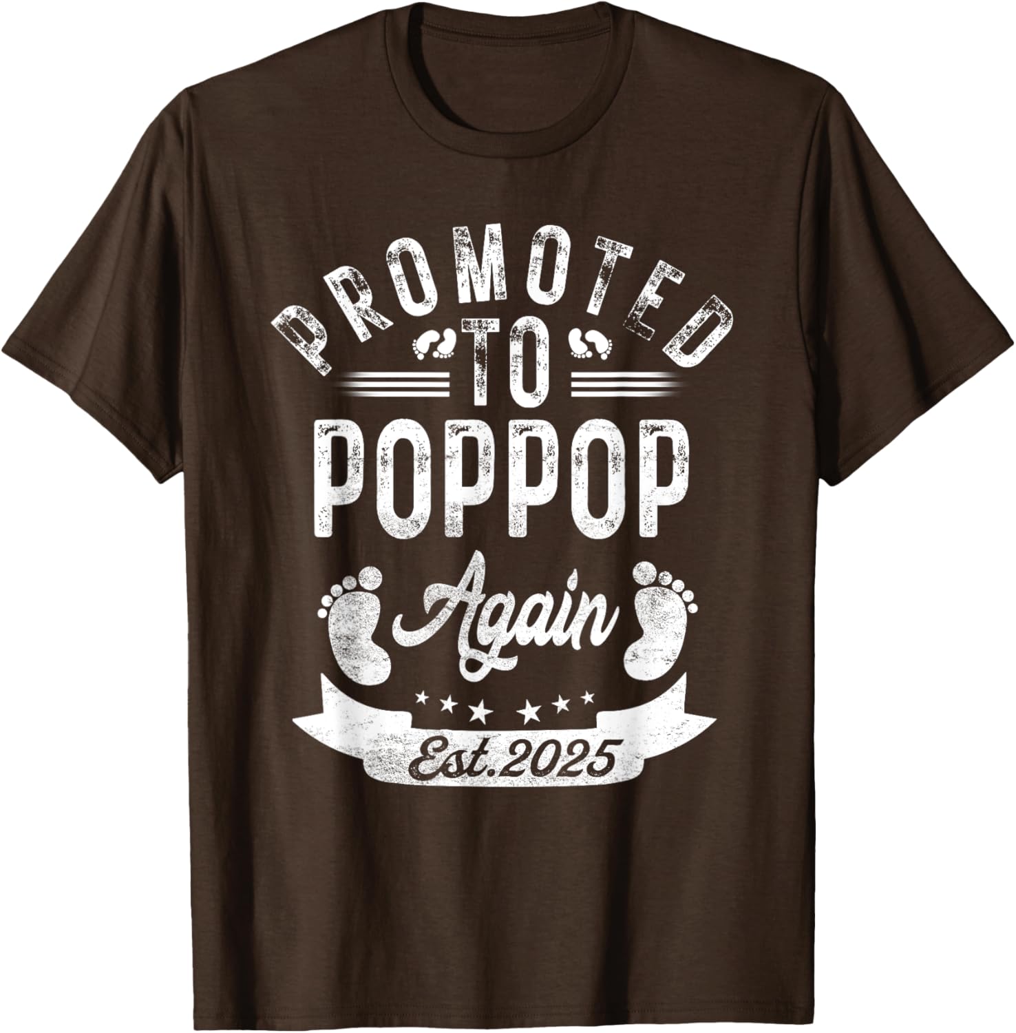 Promoted To Poppop Again EST 2025 Cute Pregnancy Announcement T-Shirt - 1