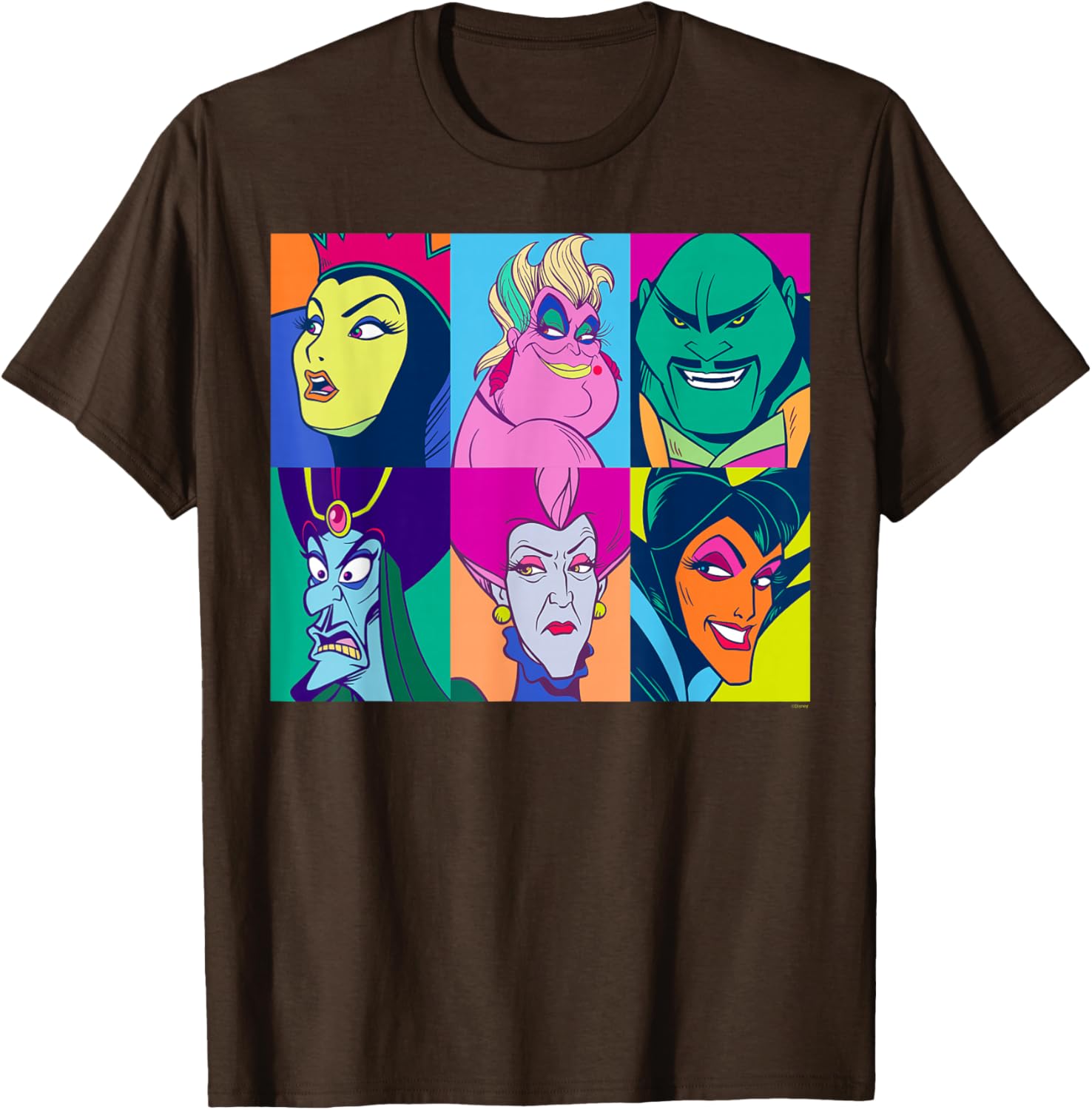 Disney Villains Retro Color Grid T-Shirt for Fans of Classic Characters - 8