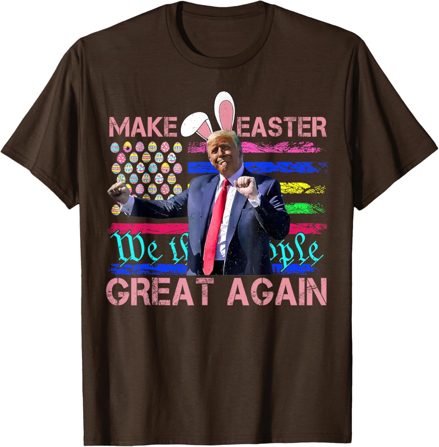 Funny Trump Dancing Easter T-Shirt with USA Flag for Holiday Fun - 3