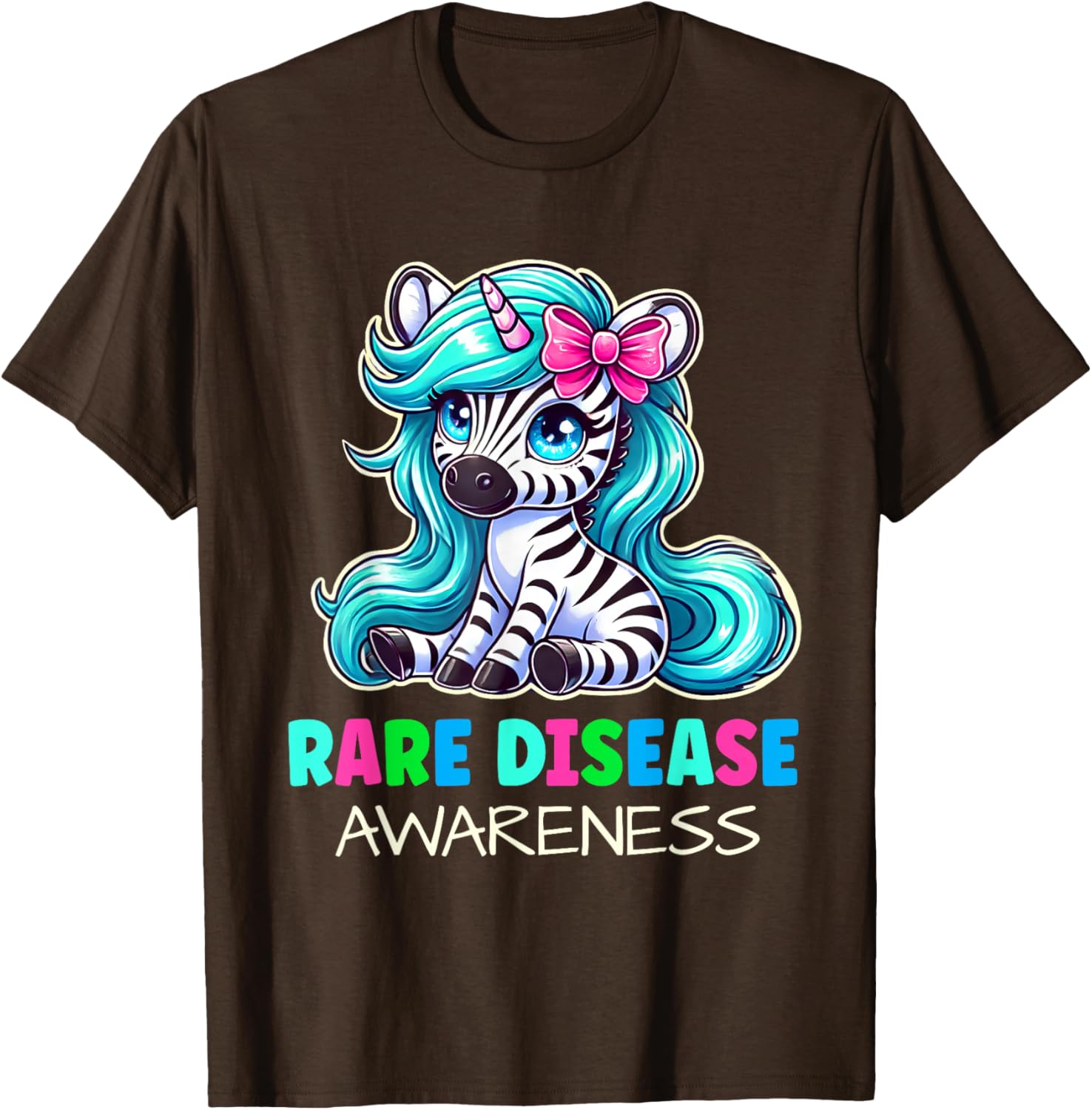 Rare Disease Awareness Zabra Ribbon Kids T-Shirt for Rare Disease Day - 14