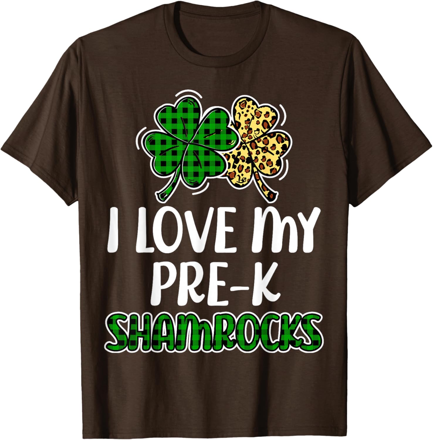 I Love My Pre-K Shamrocks Buffalo Plaid St Patricks Day T-Shirt - 1