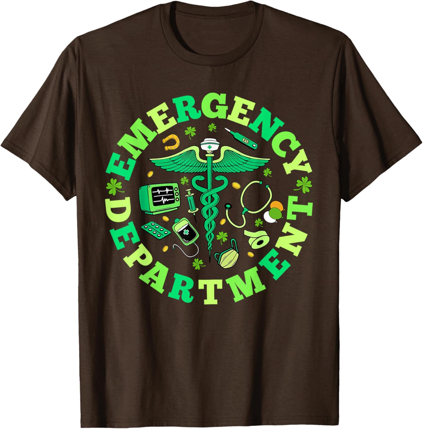 Emergency Nurse St Patricks Day Shamrock T-Shirt for ED RNs - 8