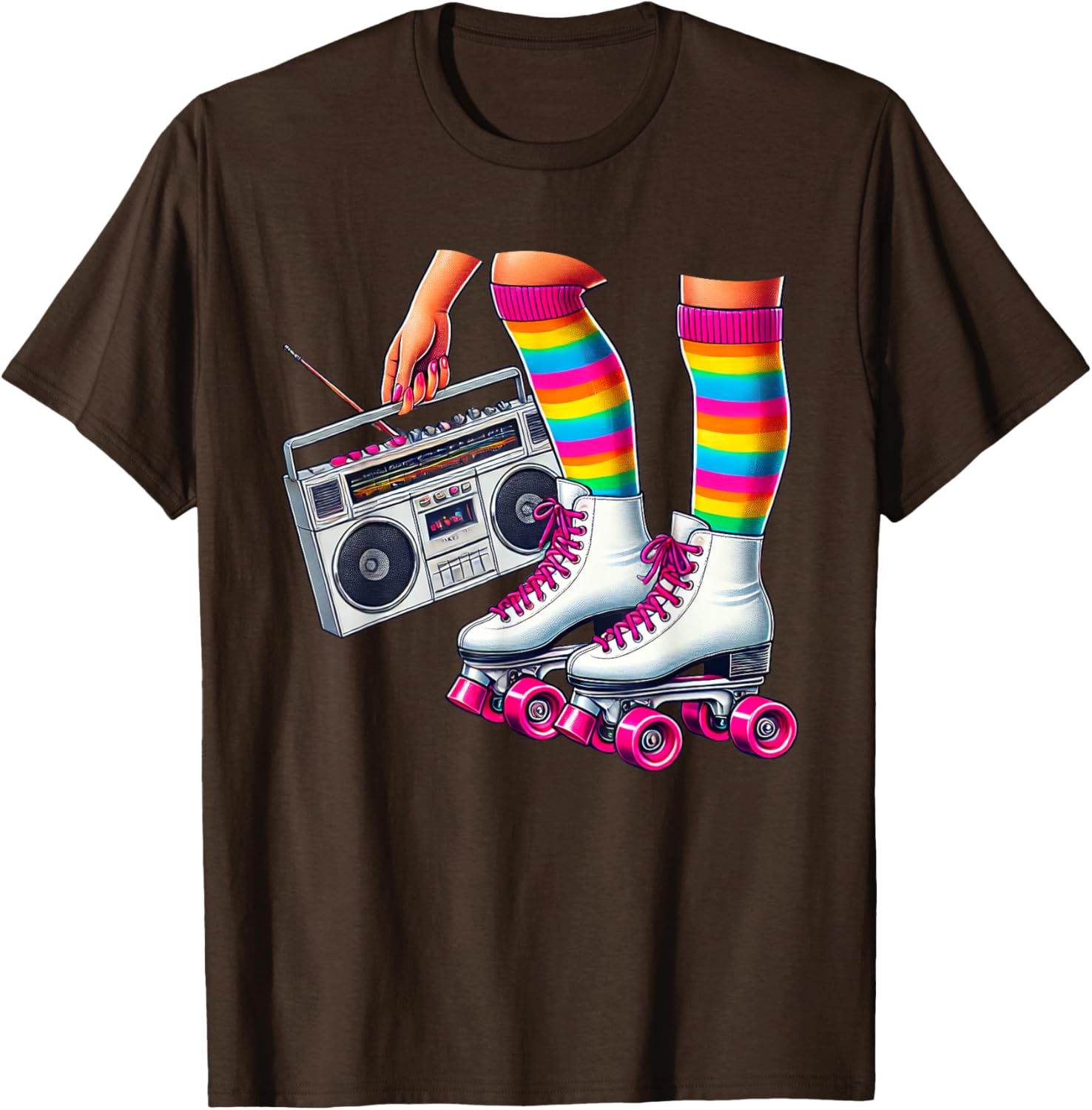 Funny 80s Roller Disco Skating Girl T-Shirt for Retro Fans - 12