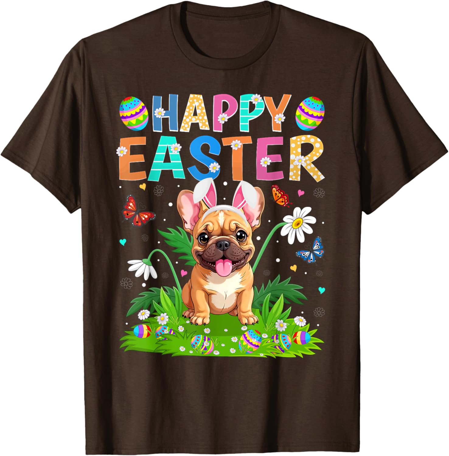 Happy Easter French Bulldog Bunny Ear Egg Hunt T-Shirt for Pet Lovers - 15
