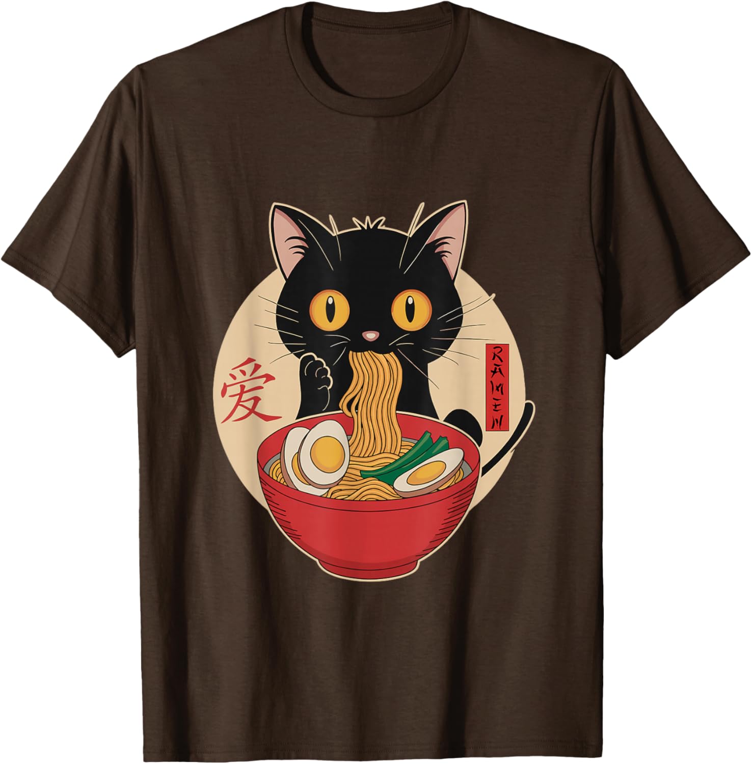 Cute Cat Eating Ramen Noodles Kawaii Anime T-Shirt for Cat Lovers - 27