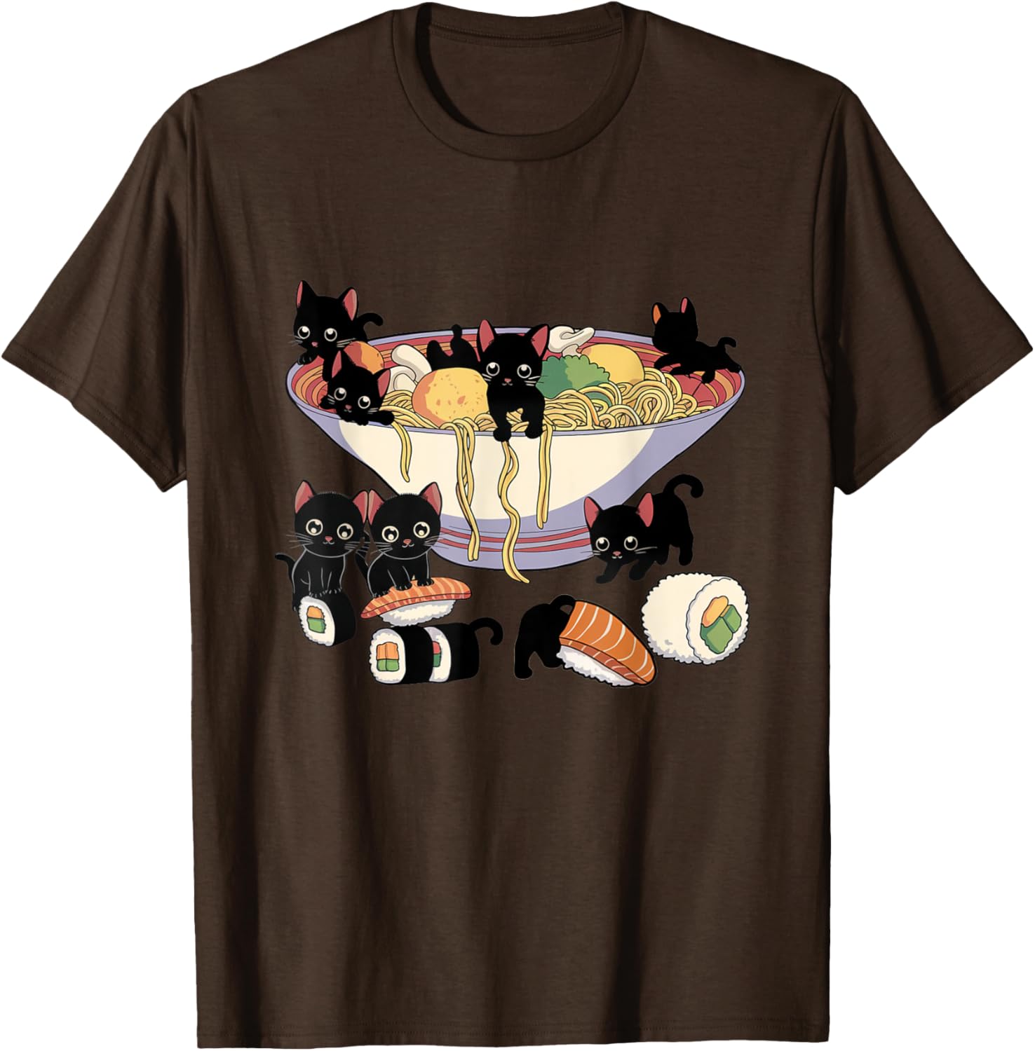 Cute Cat Ramen Sushi T-Shirt for Anime Lovers and Cat Enthusiasts - 25