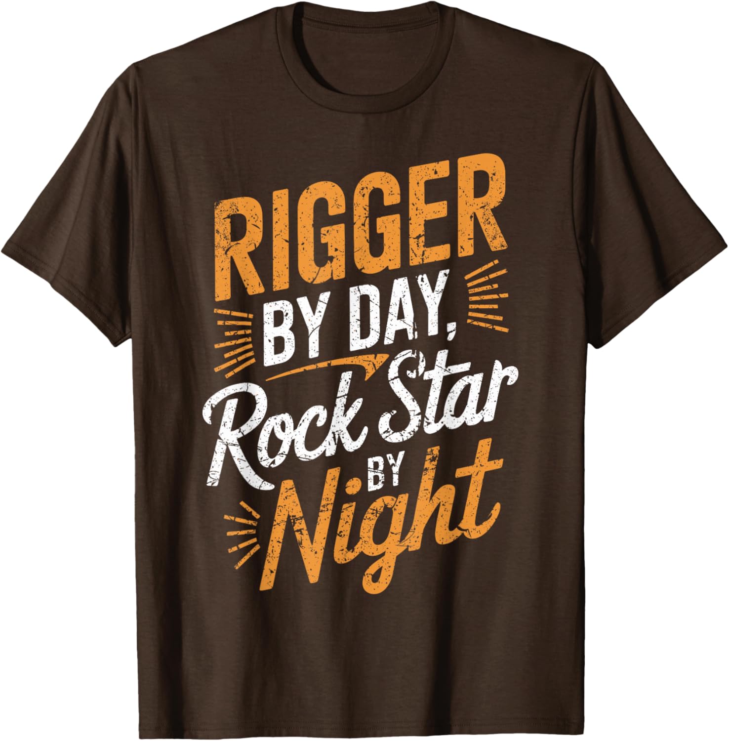 Funny Rigger by Day Rockstar by Night T-Shirt for Workers and Music Lovers - 3
