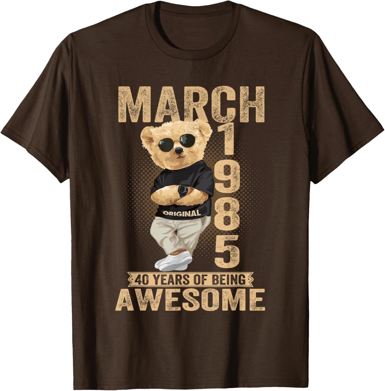 Awesome Teddy Bear T-Shirt for 40th Birthday Celebrations 1985 Design - 4