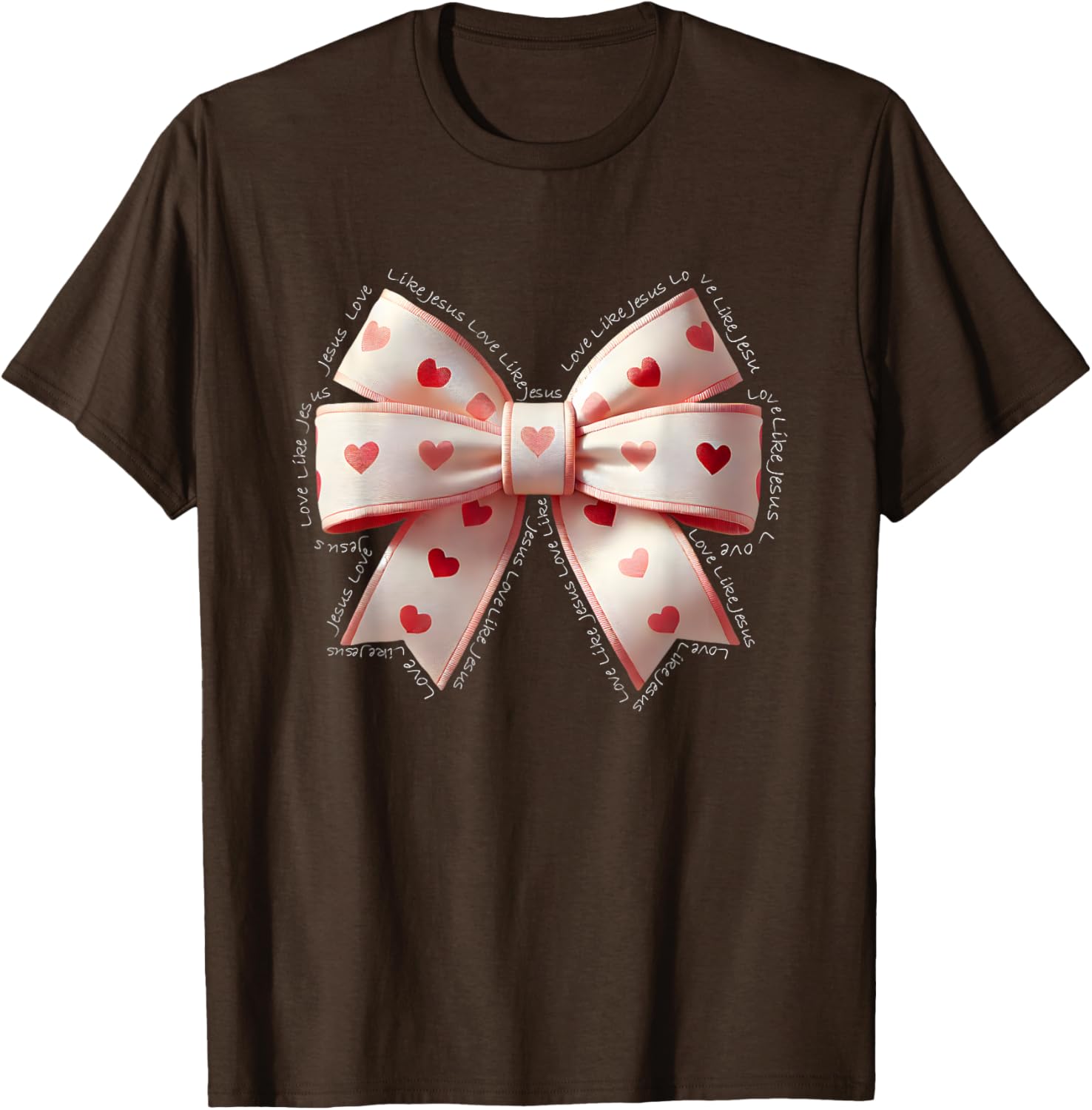 Jesus Valentine's Day Coquette Bow Tee Love Like Jesus T-Shirt for Kids - 15