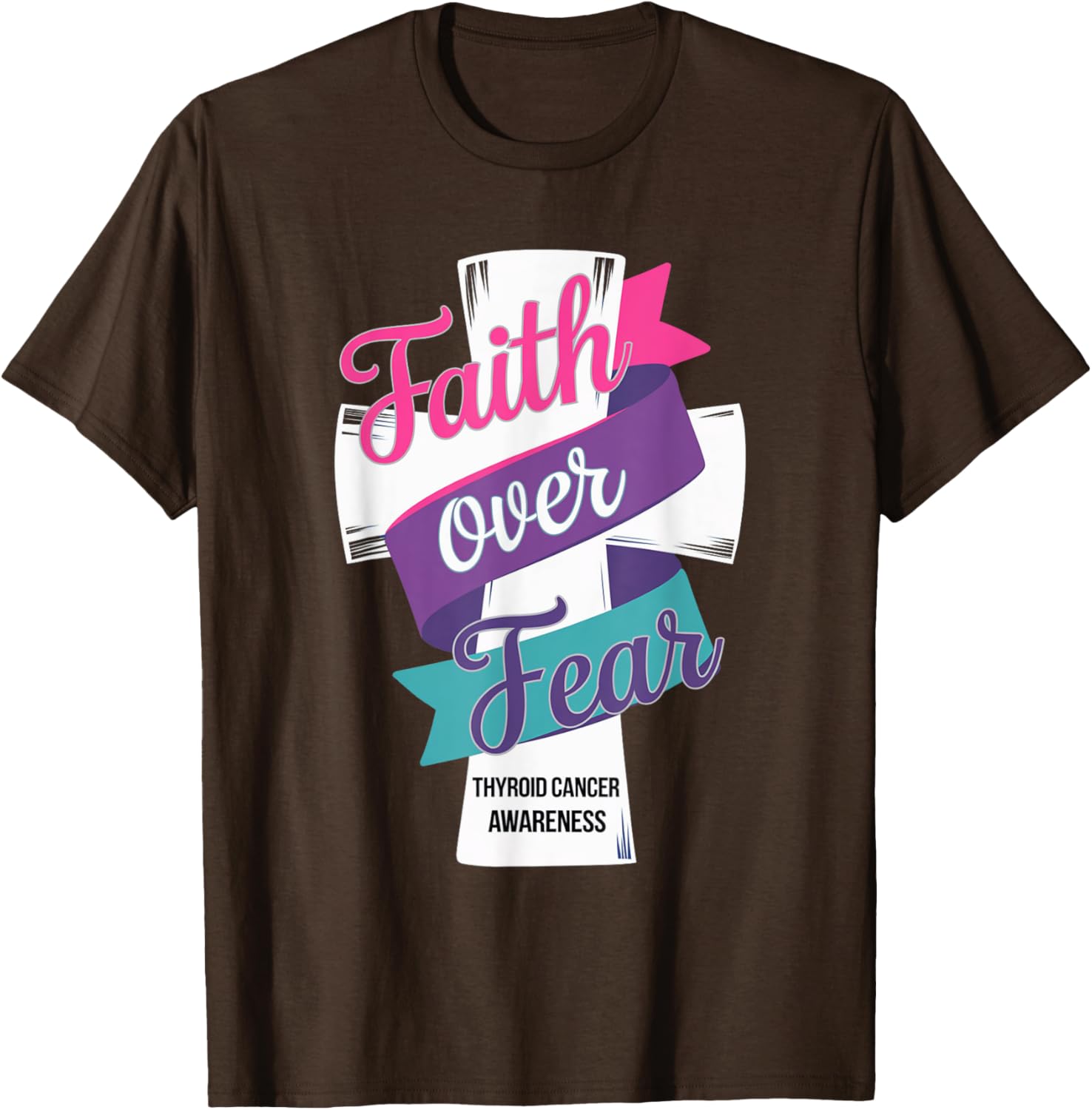 Faith Over Fear Thyroid Cancer Awareness T-Shirt for Hopeful Support - 23