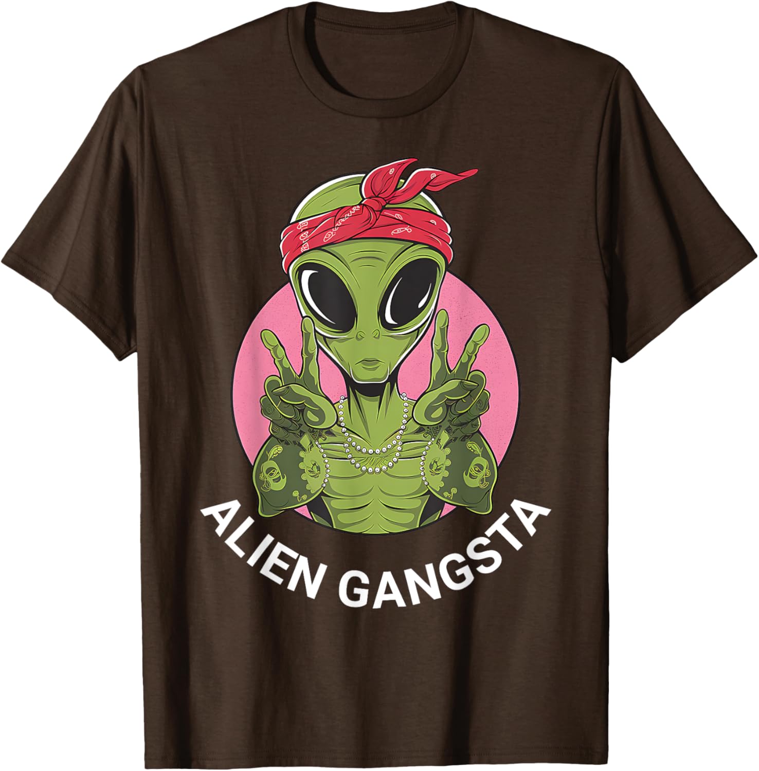 Funny Alien Gangsta T-Shirt for UFO Lovers - Men, Women, Kids Apparel - 2