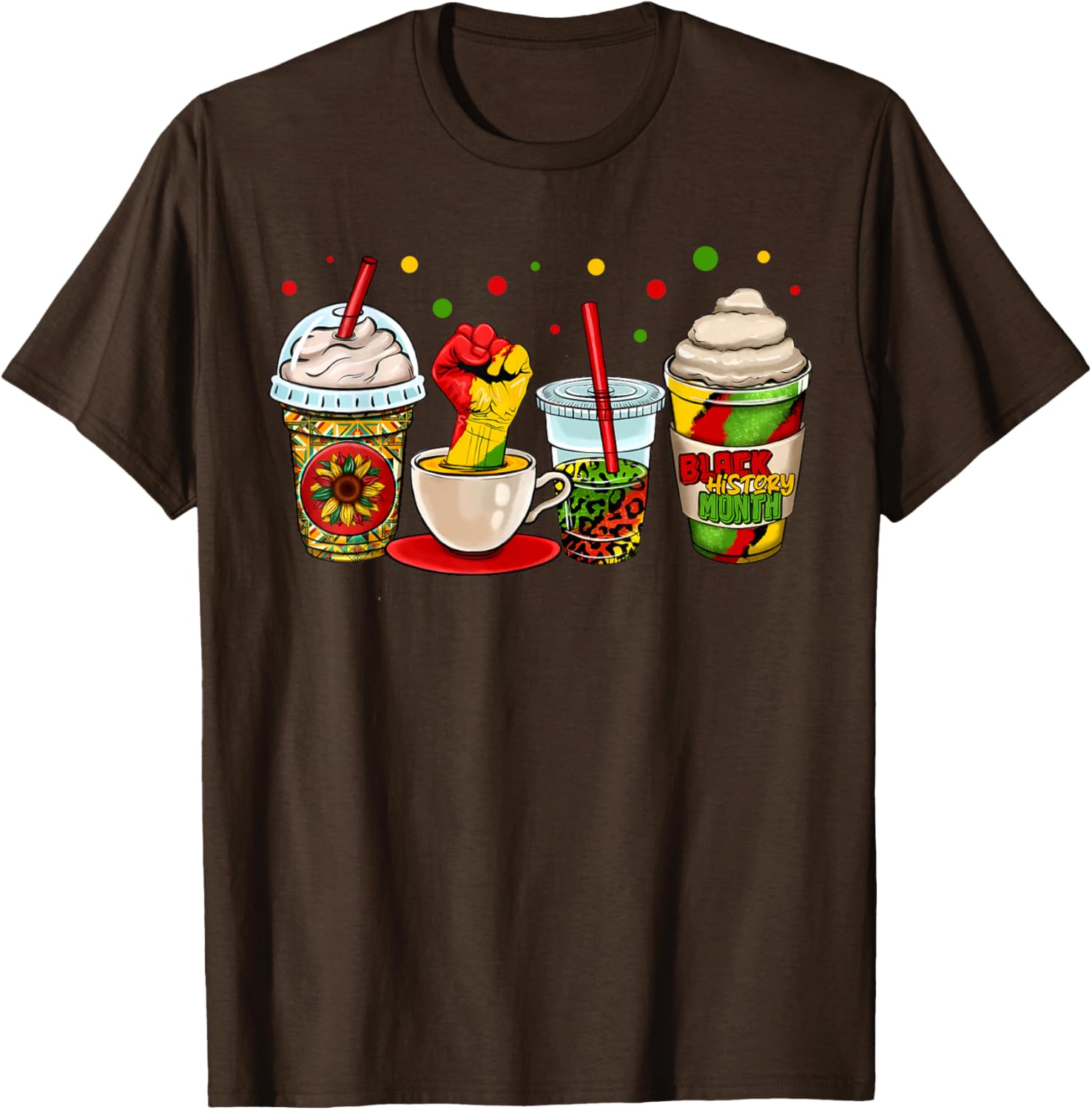 Celebrate Black History Month with Kente Dashiki Coffee Cup T-Shirt - 14