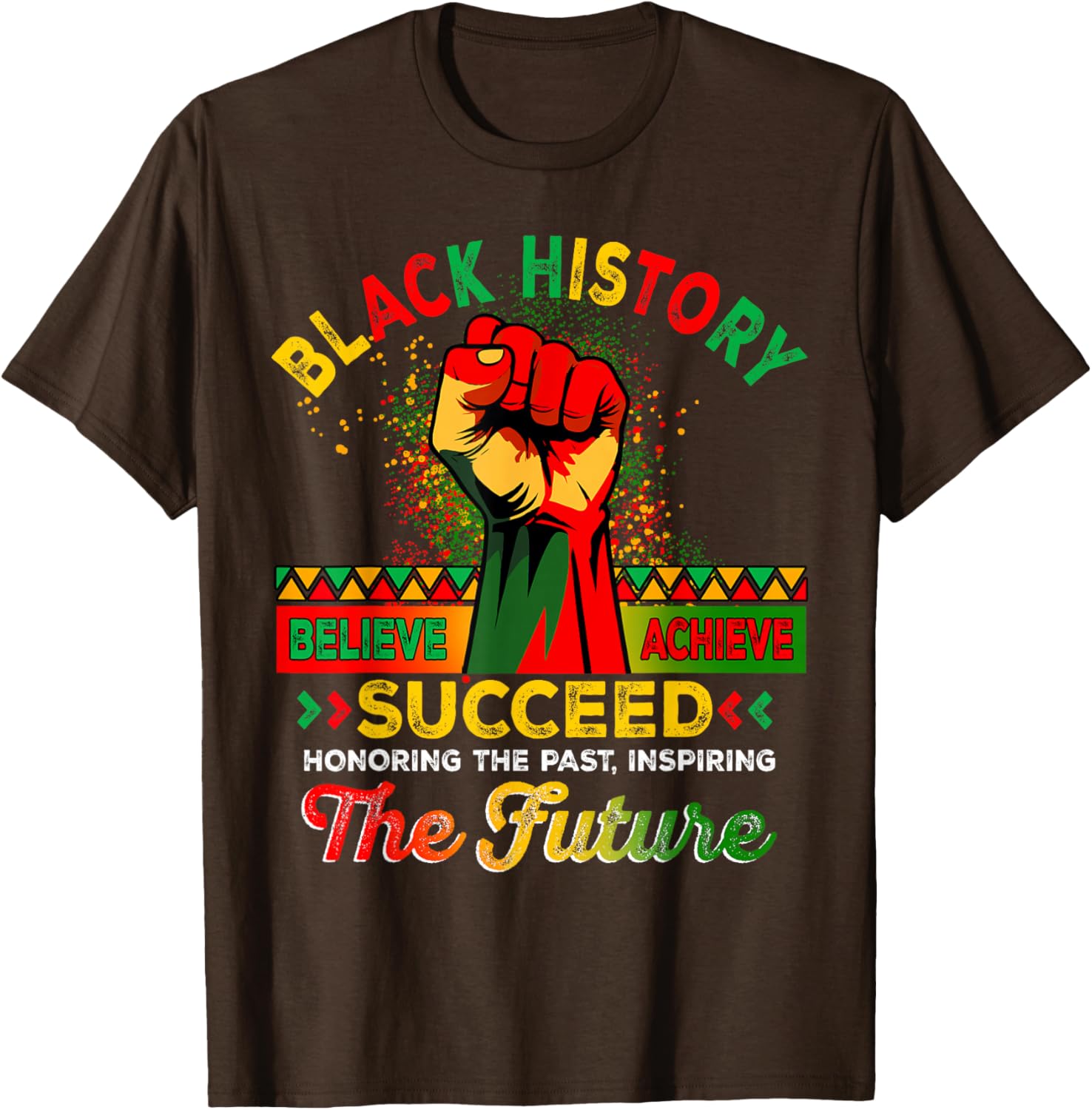Believe Achieve Succeed African Freedom T-Shirt for Black History Month - 17