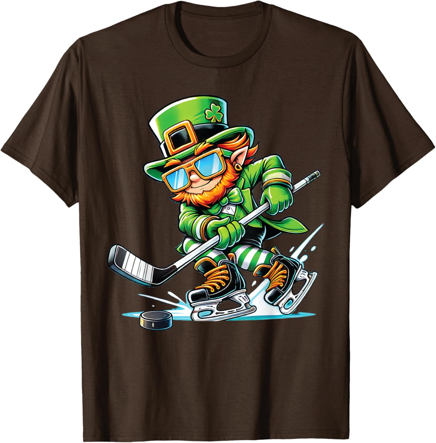 Leprechaun Ice Hockey T-Shirt Perfect for St Patrick's Day Fun - 4