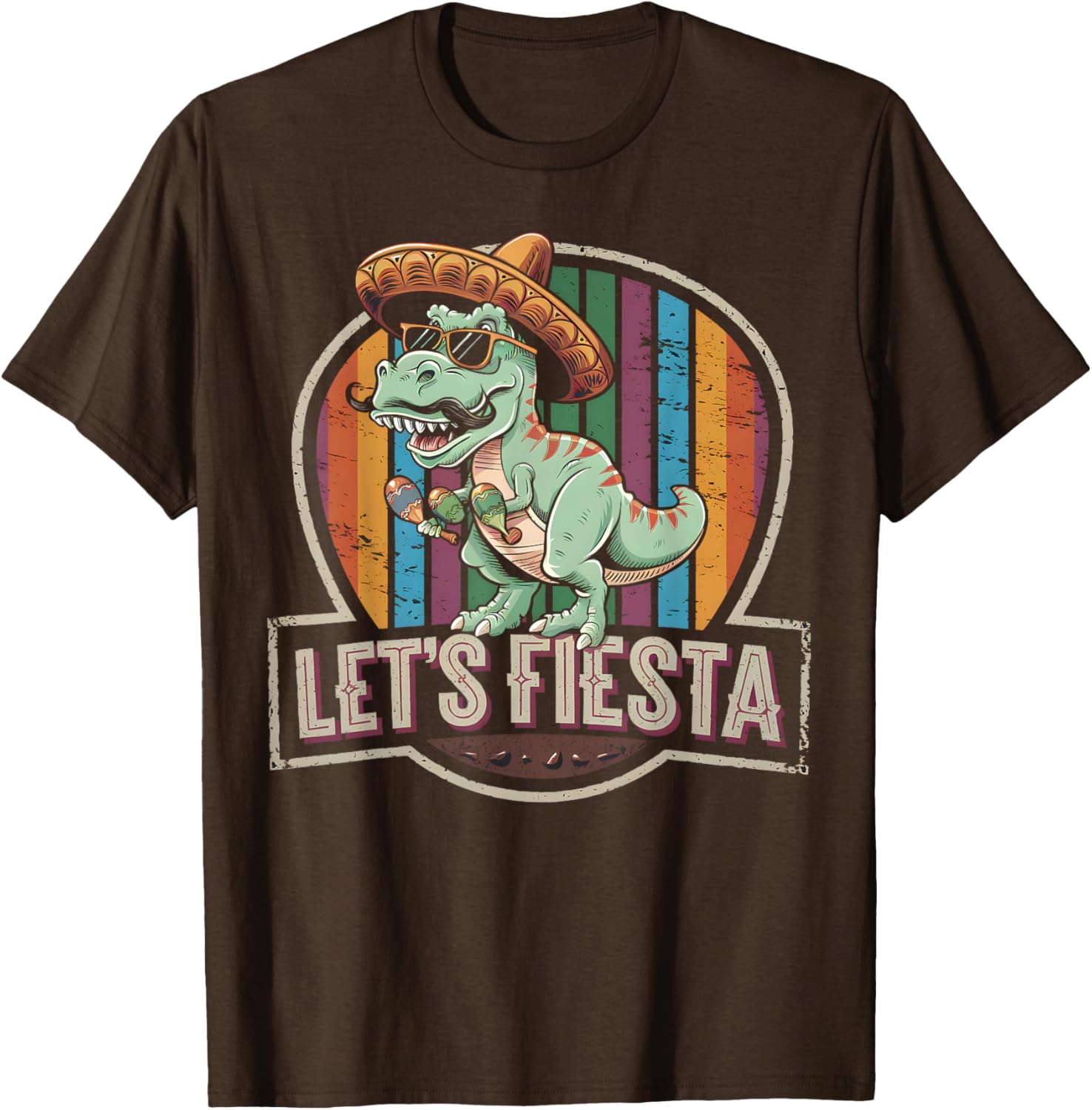 Cute Let's Fiesta Mexican Dino Trex T-Shirt for Toddler Boys - 12