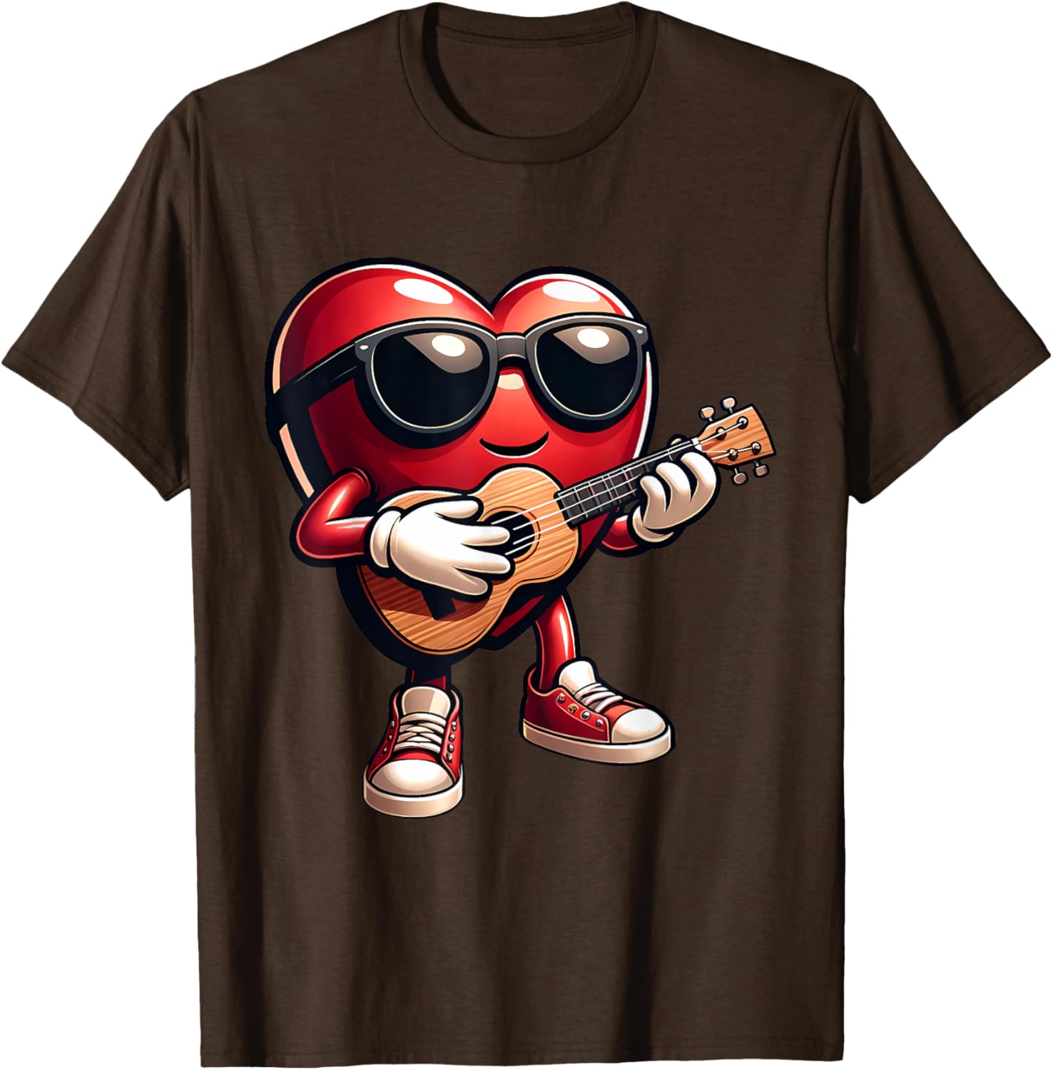 Heart Ukulele Love T-Shirt for Musicians Perfect for Valentine's Day - 1