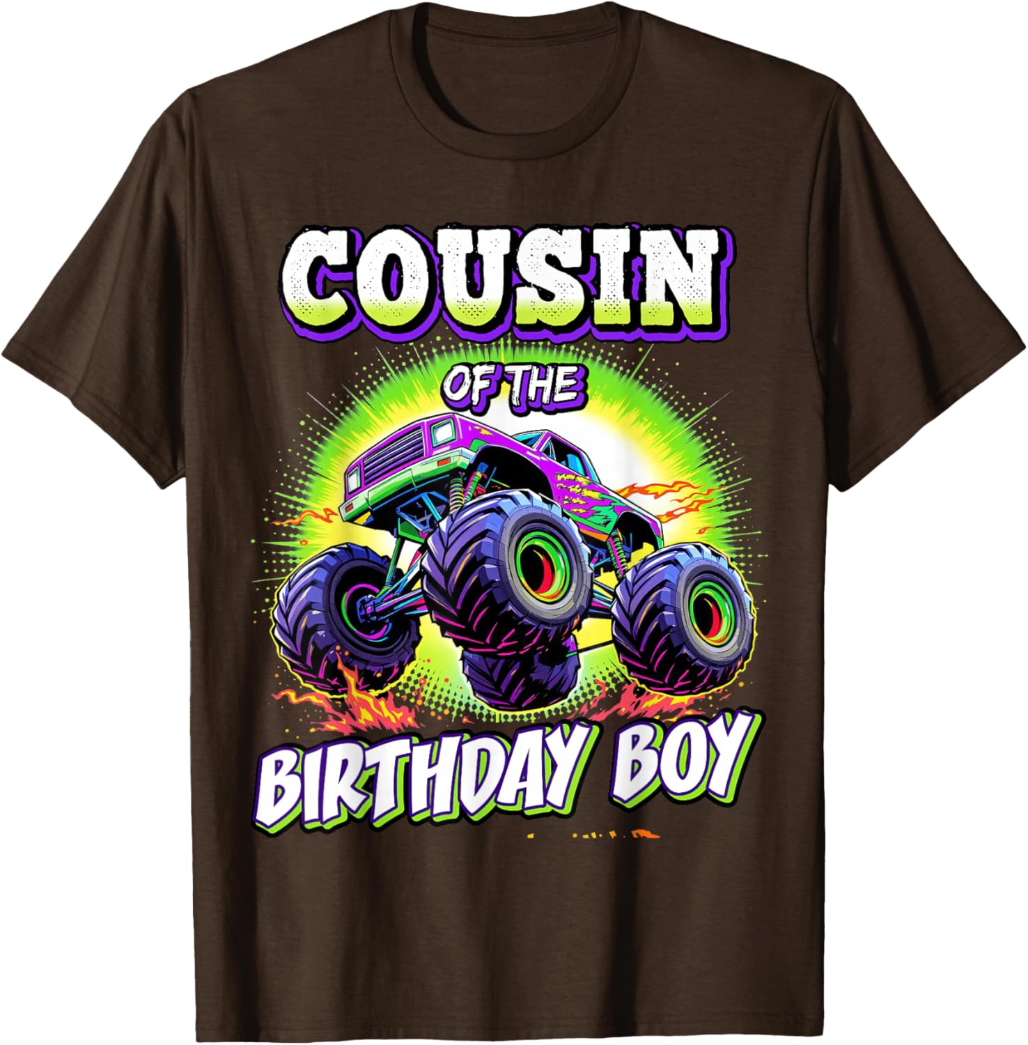 Cousin of the Birthday Boy Monster Truck T-Shirt for Fun Party Celebrations - 4